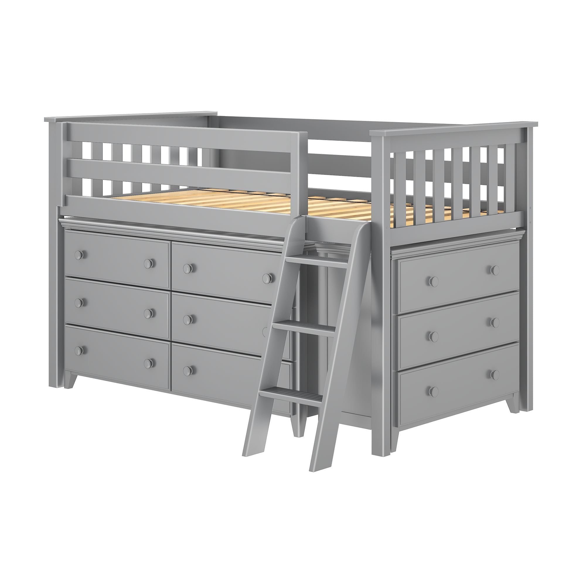 Jackpot Deluxe Windsor 1 Twin-Size Storage Loft Bed with Two Dressers