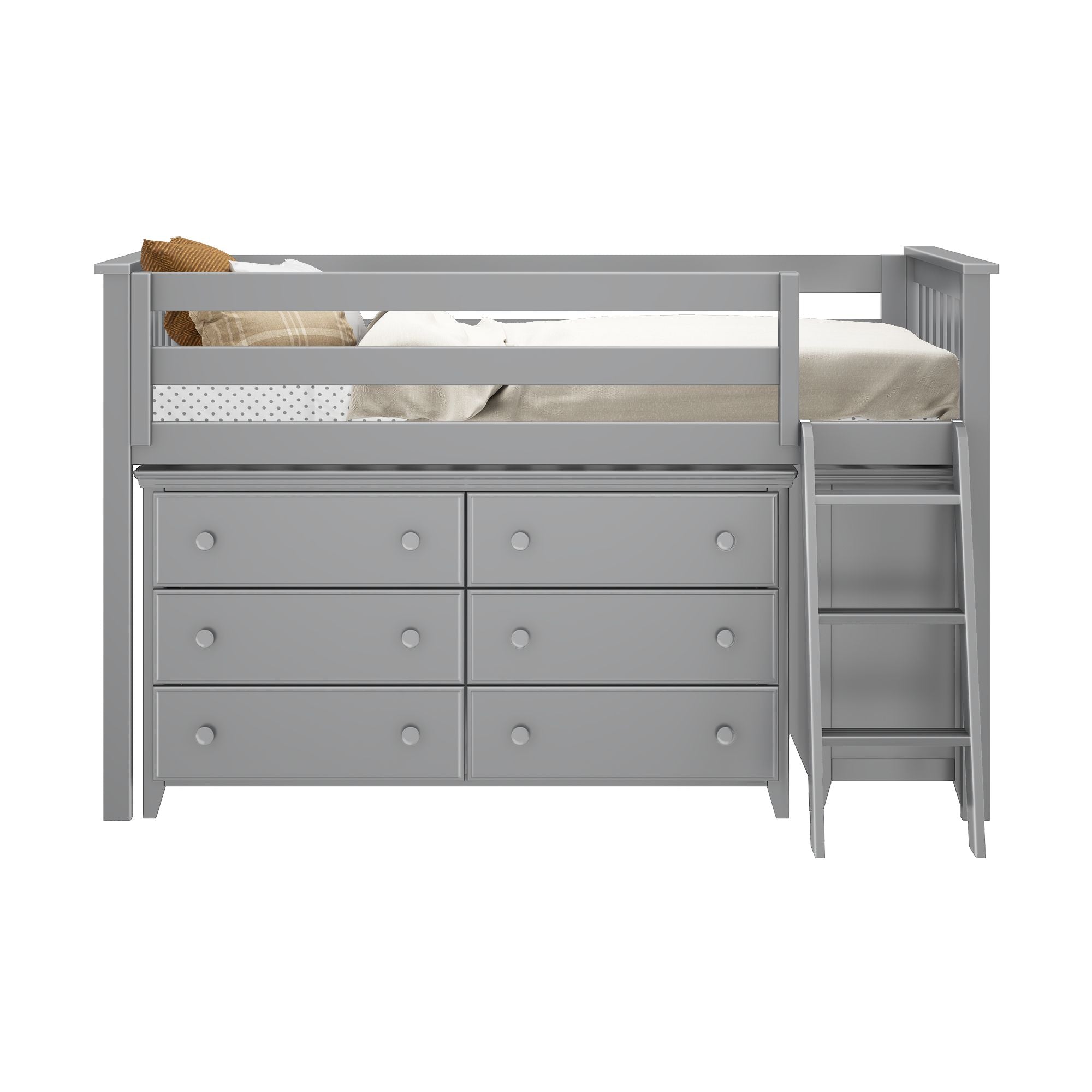 Jackpot Deluxe Windsor 1 Twin-Size Storage Loft Bed with Two Dressers