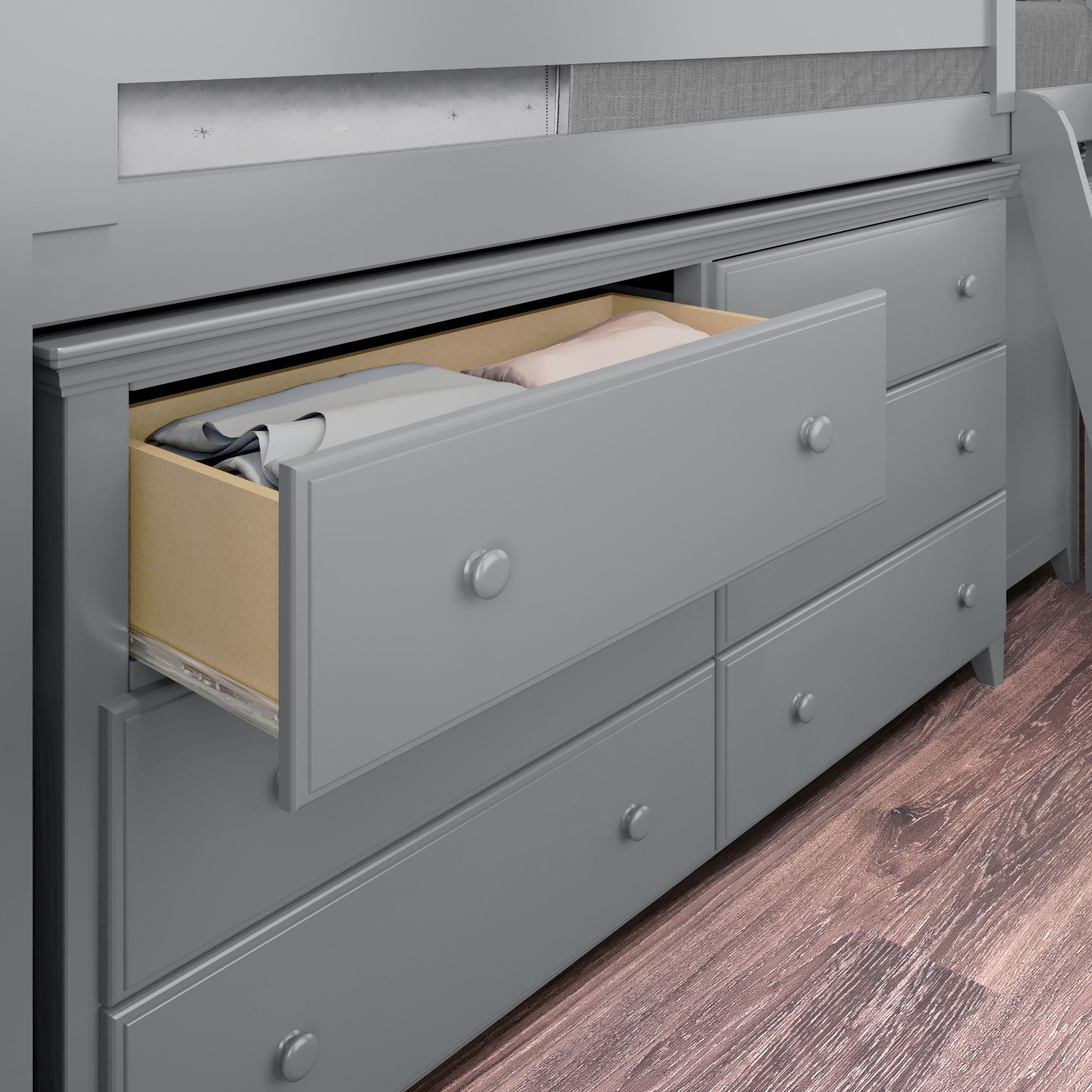Jackpot Deluxe Windsor 1 Twin-Size Storage Loft Bed with Two Dressers