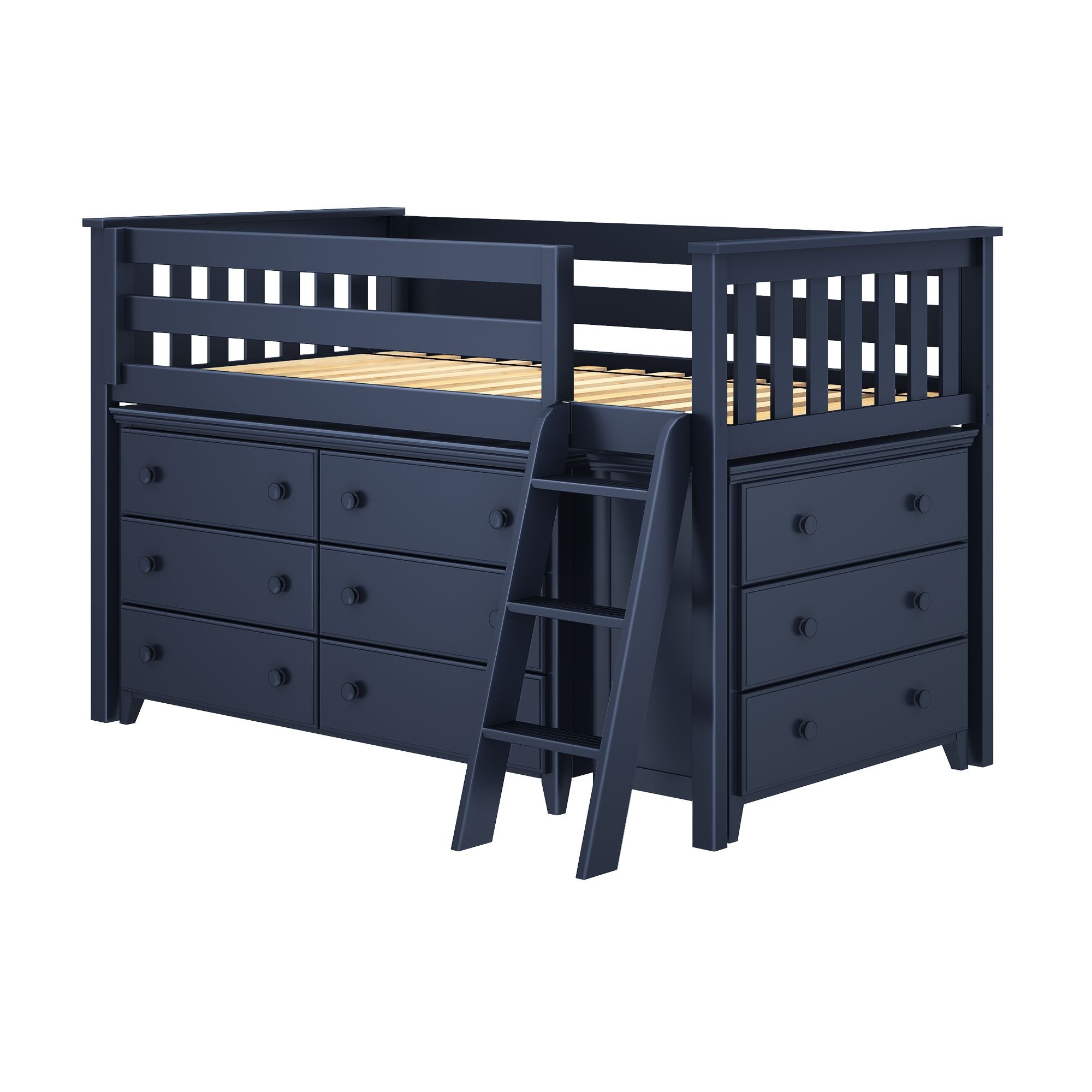 Jackpot Deluxe Windsor 1 Twin-Size Storage Loft Bed with Two Dressers