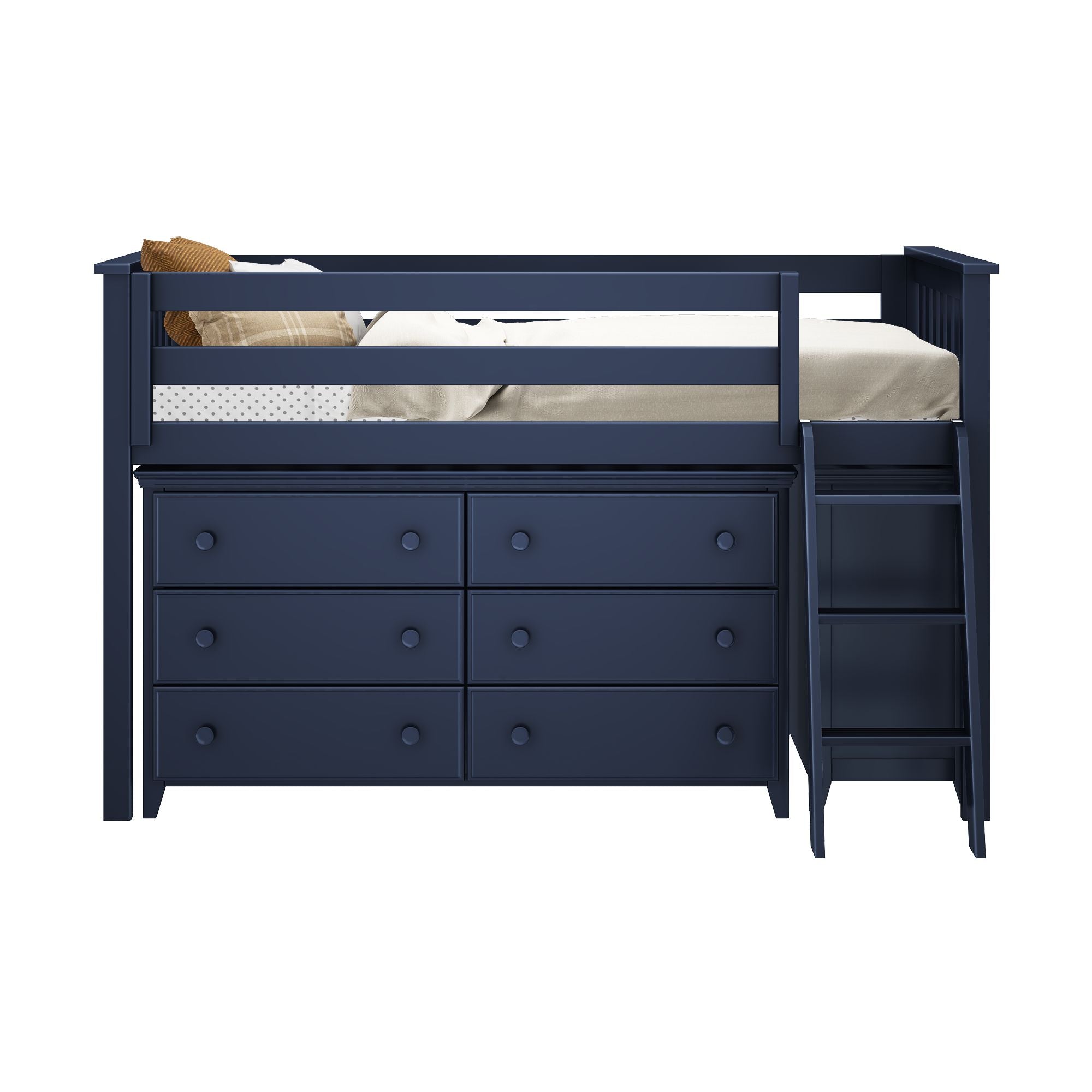 Jackpot Deluxe Windsor 1 Twin-Size Storage Loft Bed with Two Dressers