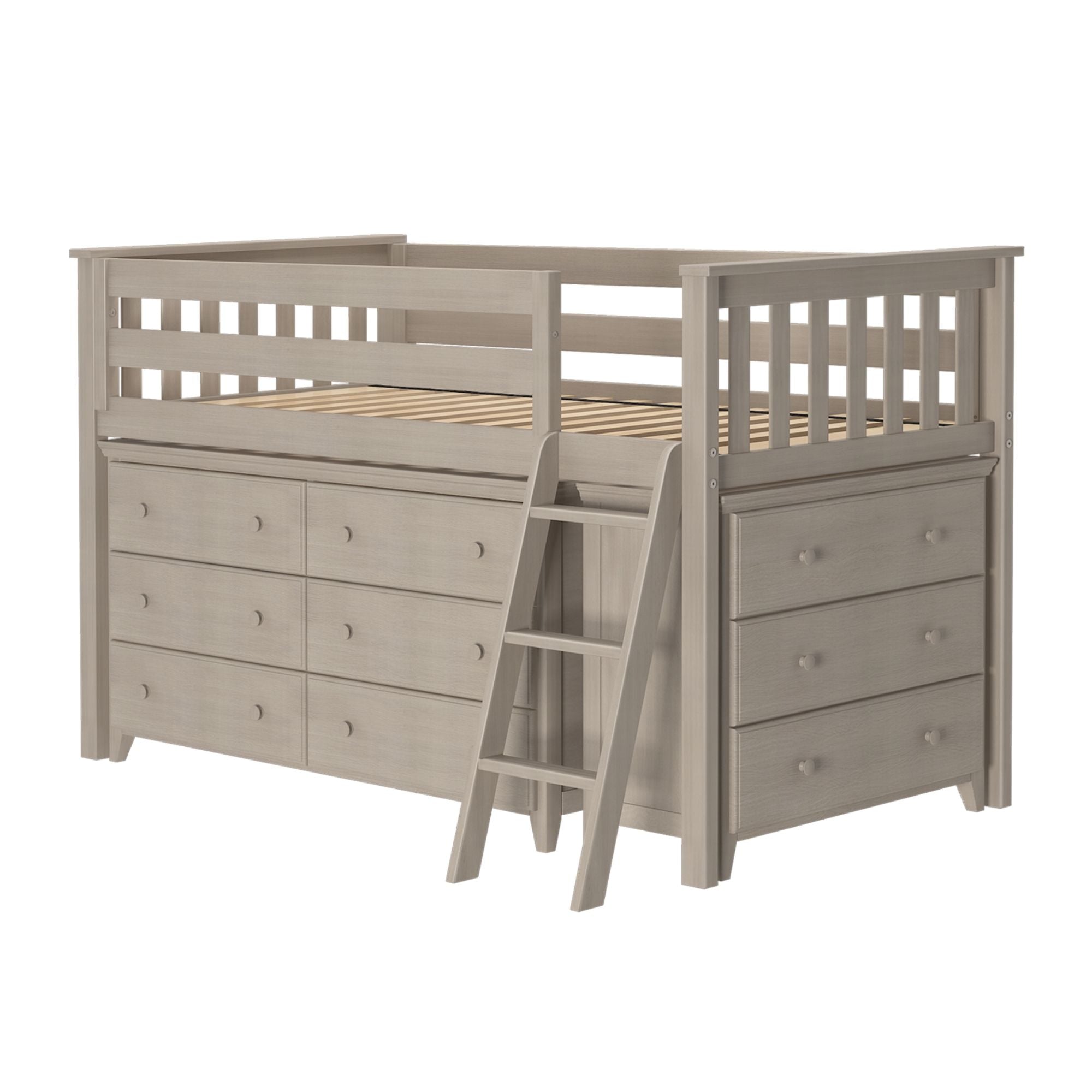 Jackpot Deluxe Windsor 1 Twin-Size Storage Loft Bed with Two Dressers