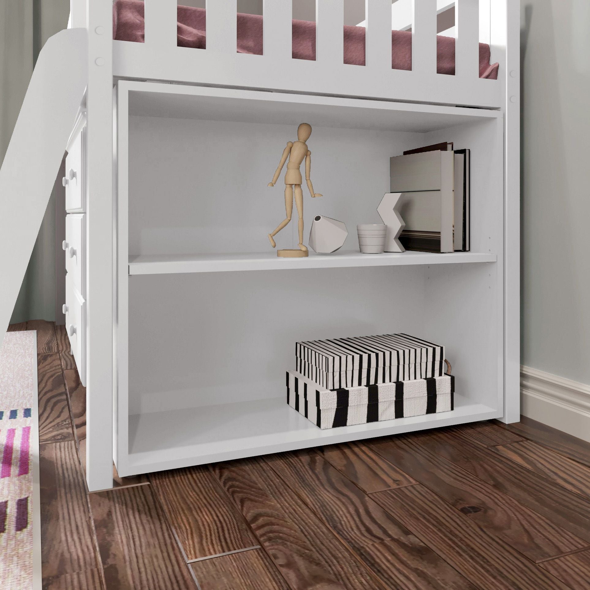 Jackpot Deluxe Windsor 2 Twin-Size Storage Loft Bed with Dresser, Bookcase and Desk