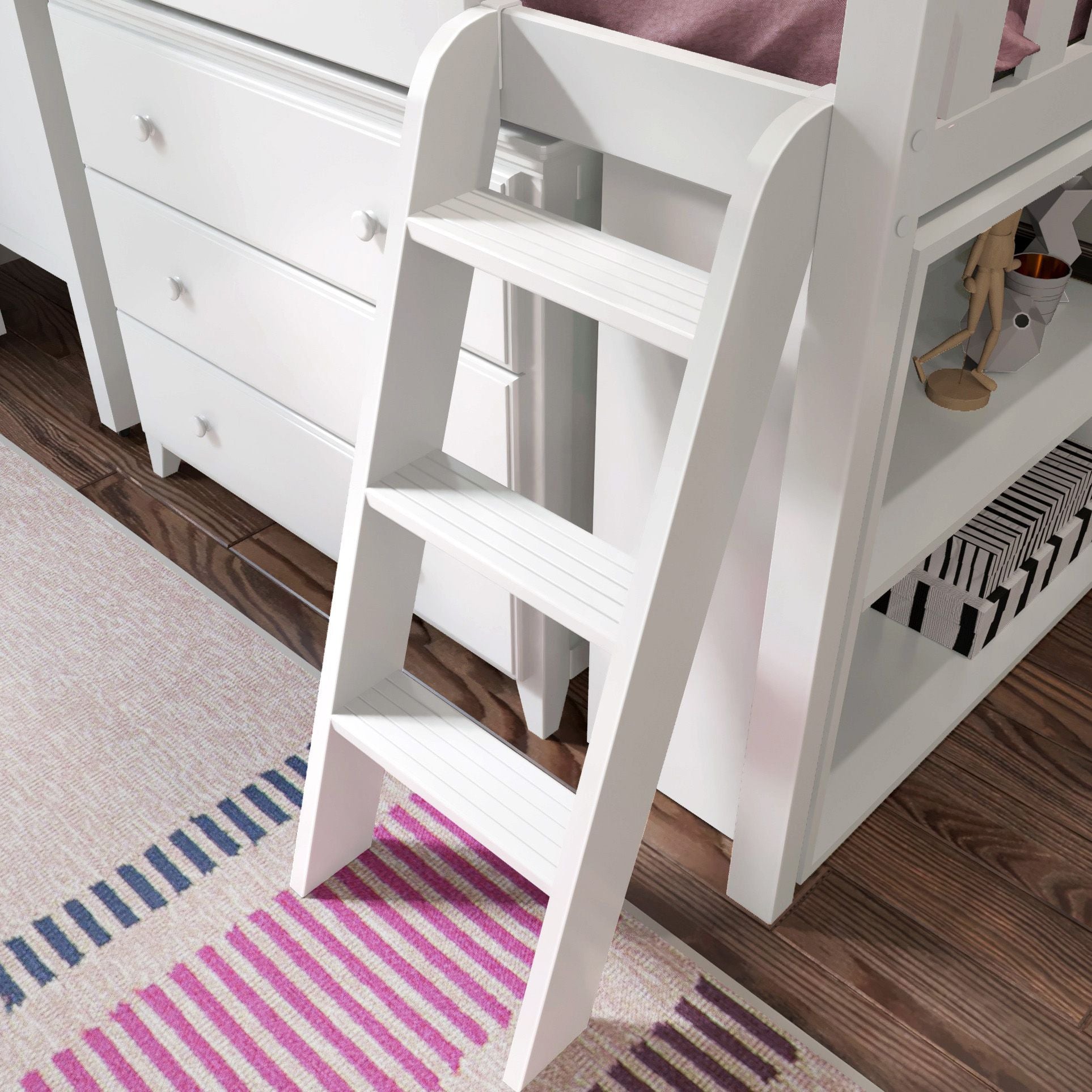 Jackpot Deluxe Windsor 2 Twin-Size Storage Loft Bed with Dresser, Bookcase and Desk