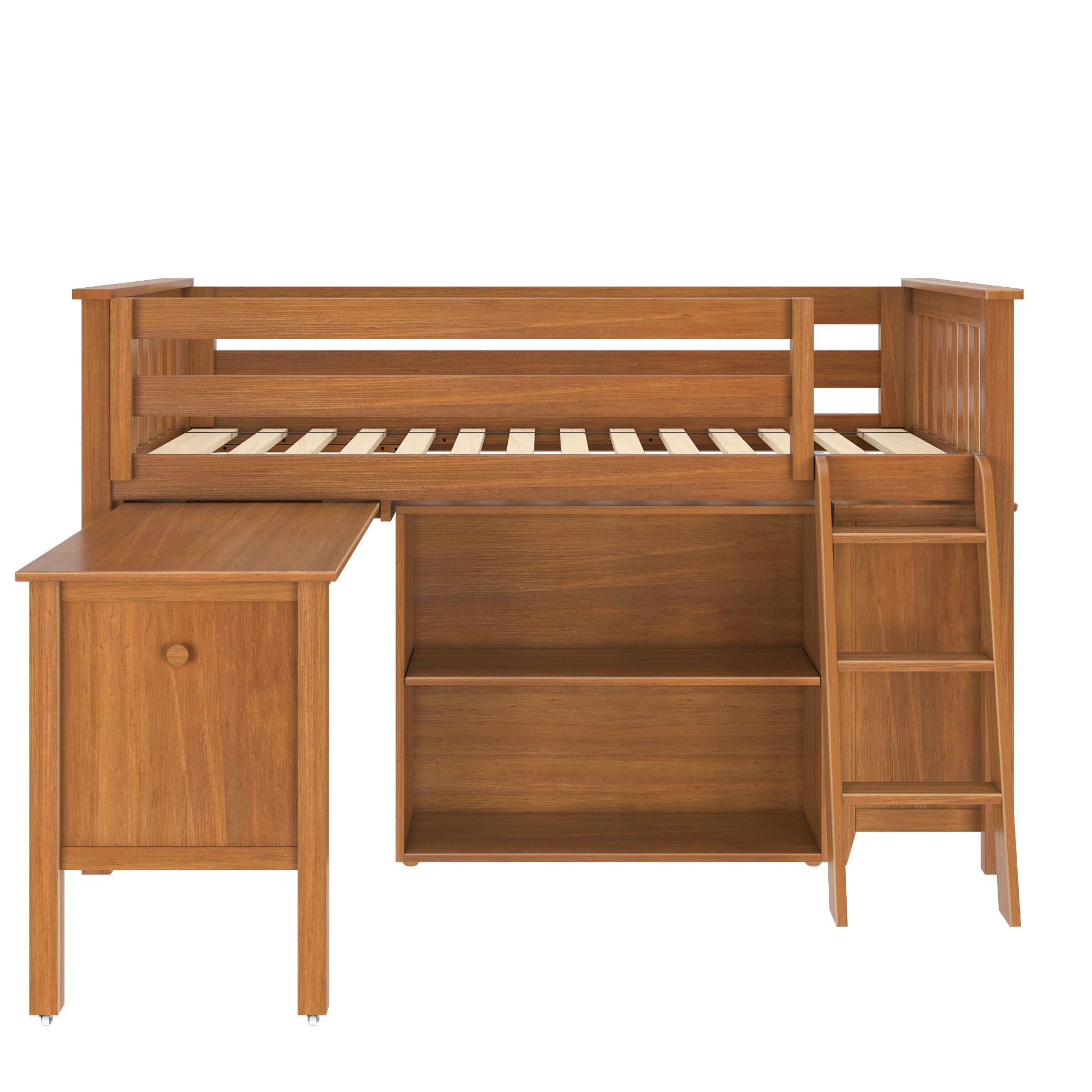 Jackpot Deluxe Windsor 2 Twin-Size Storage Loft Bed with Dresser, Bookcase and Desk