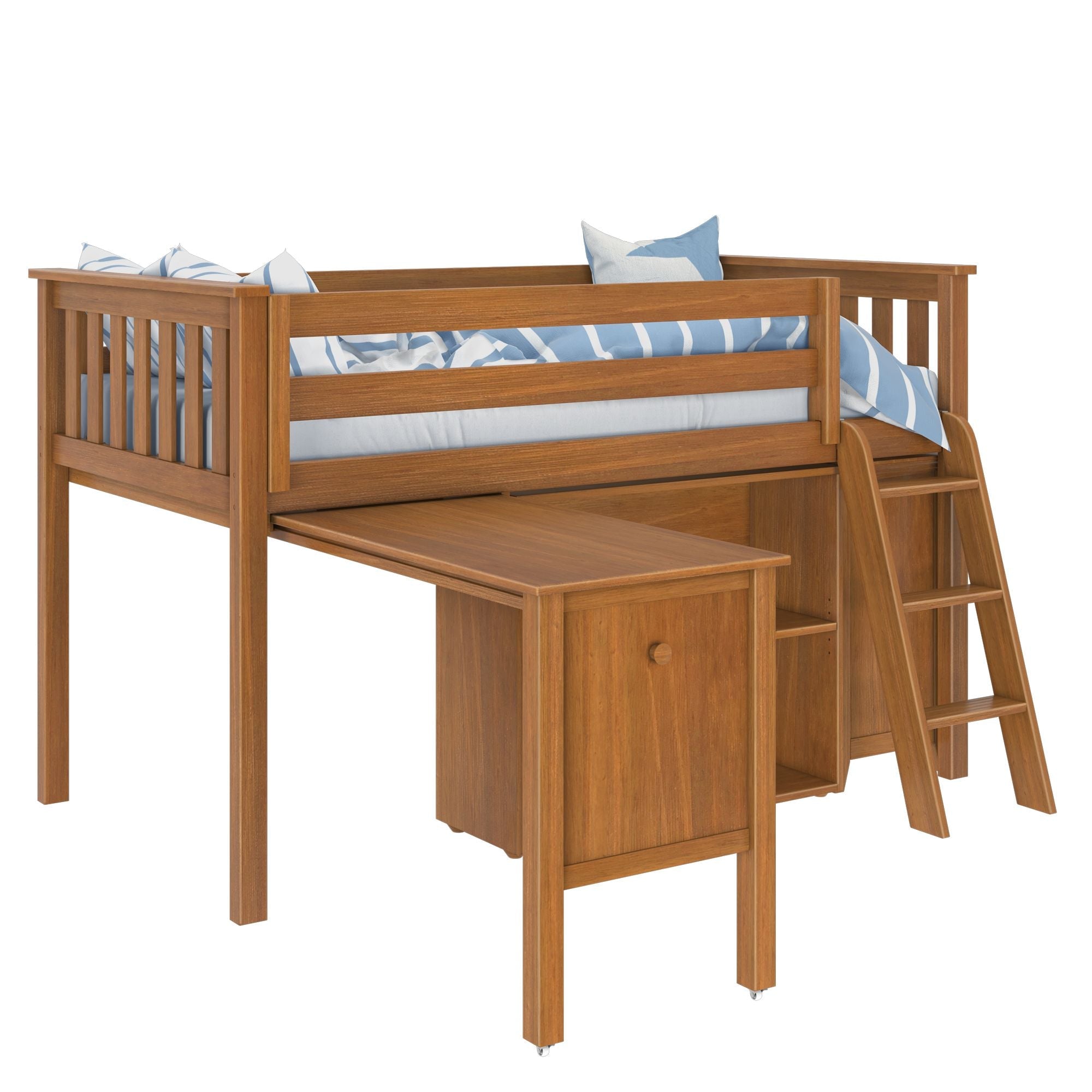 Jackpot Deluxe Windsor 2 Twin-Size Storage Loft Bed with Dresser, Bookcase and Desk