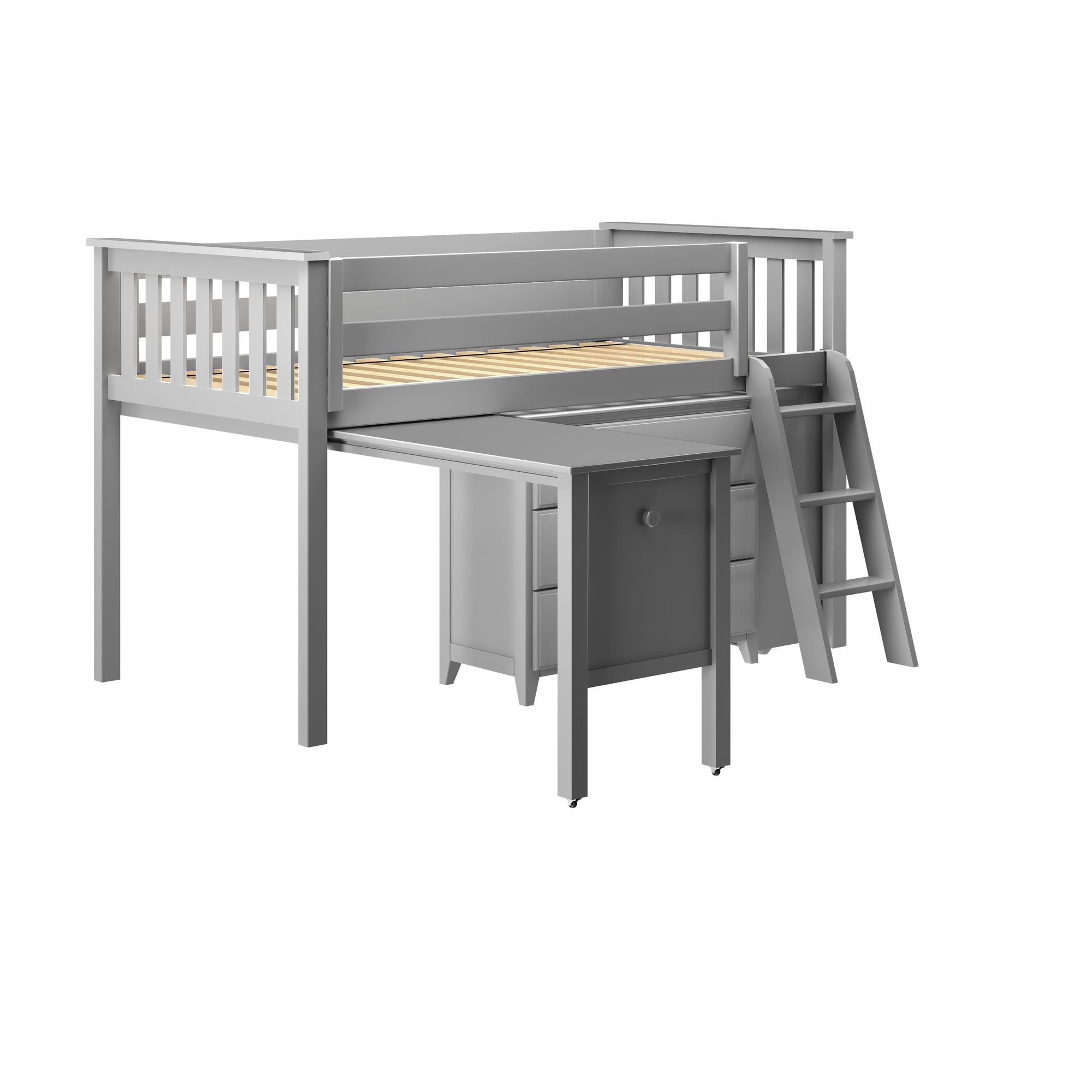 Jackpot Deluxe Windsor 2 Twin-Size Storage Loft Bed with Dresser, Bookcase and Desk