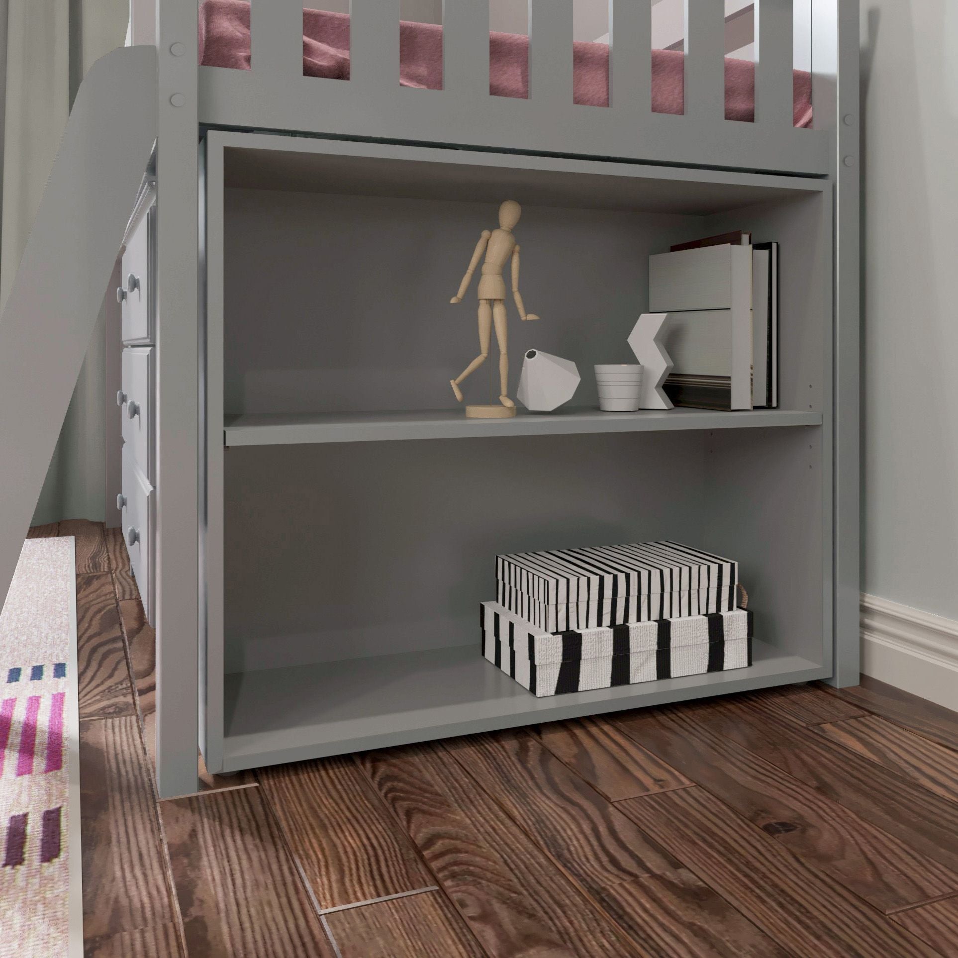 Jackpot Deluxe Windsor 2 Twin-Size Storage Loft Bed with Dresser, Bookcase and Desk