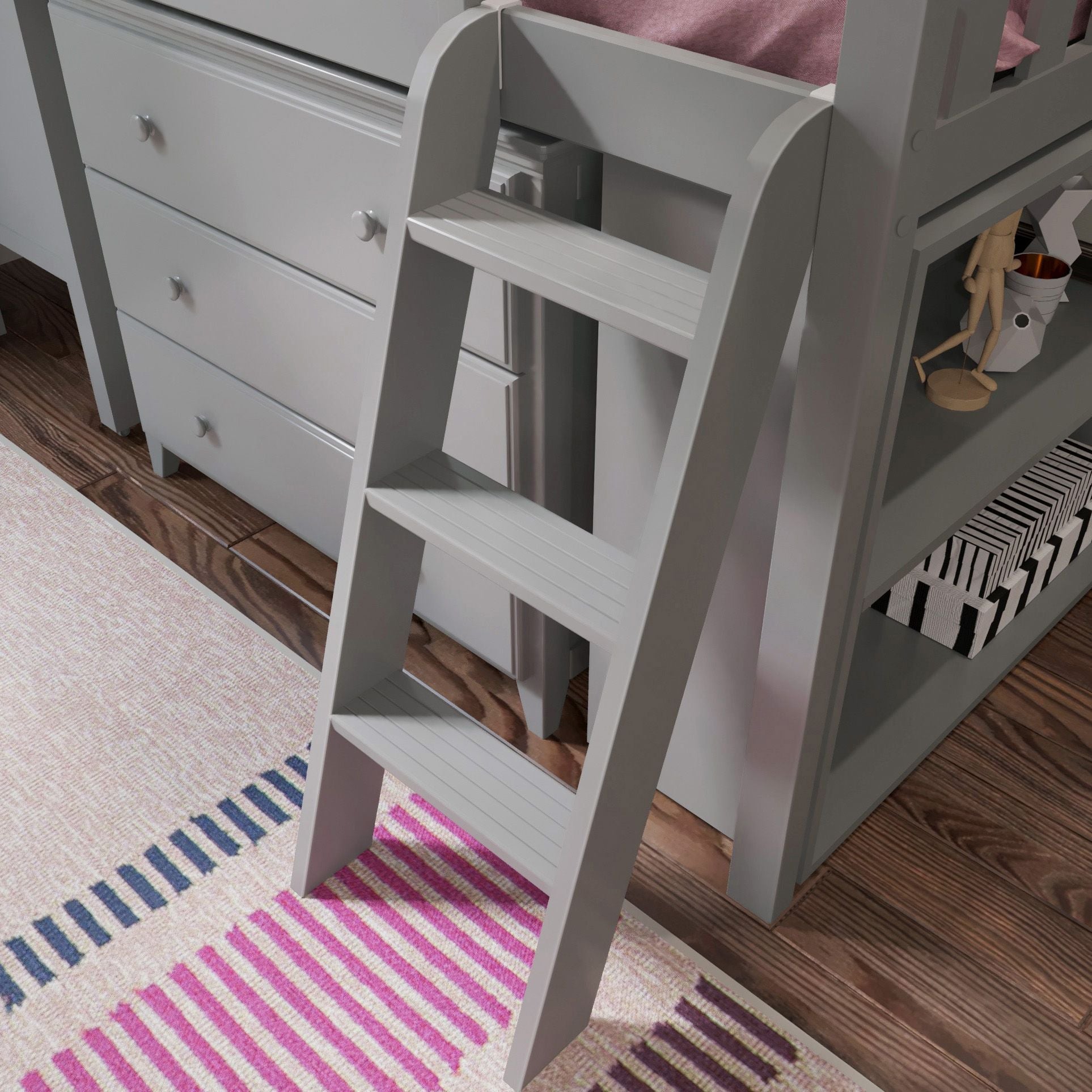 Jackpot Deluxe Windsor 2 Twin-Size Storage Loft Bed with Dresser, Bookcase and Desk