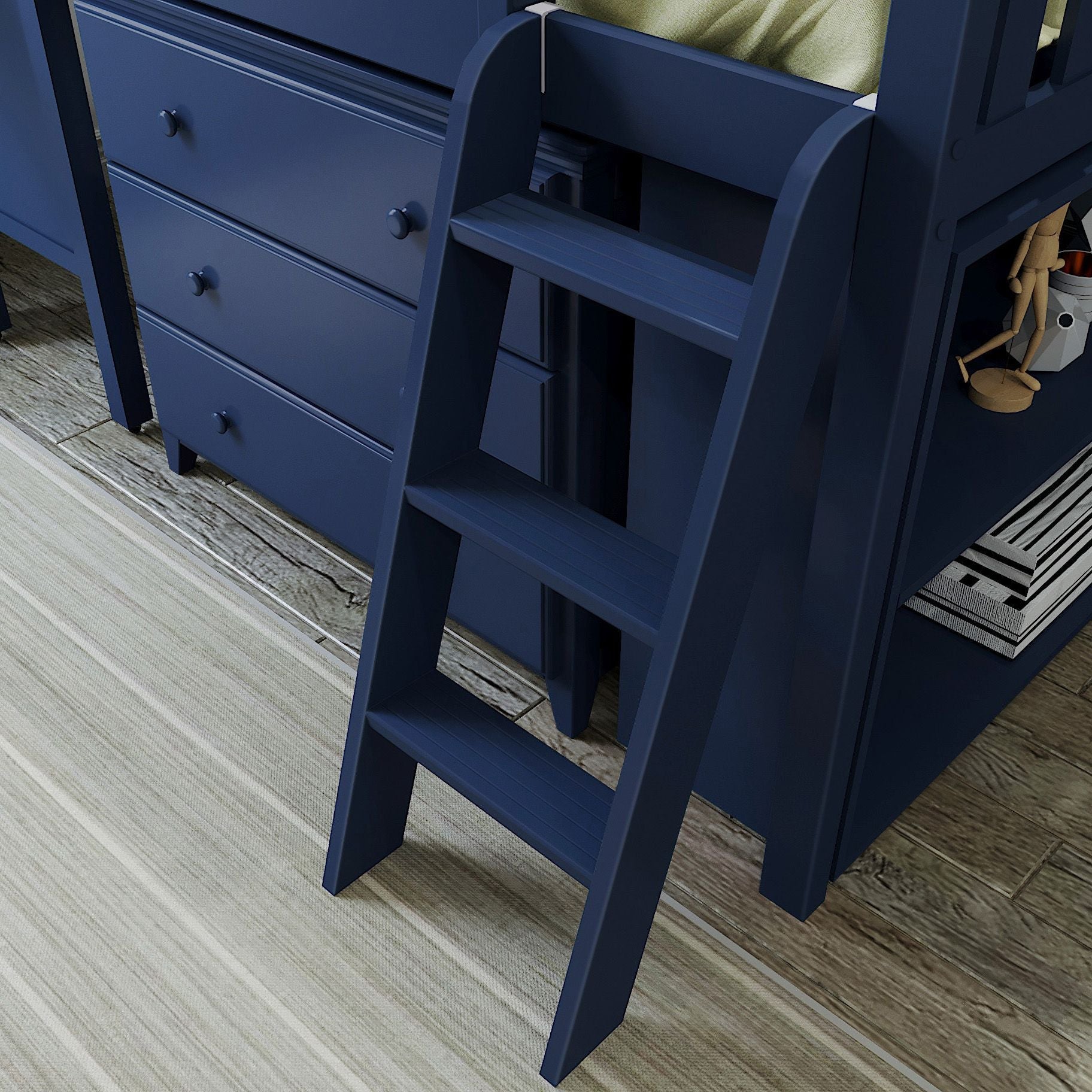 Jackpot Deluxe Windsor 2 Twin-Size Storage Loft Bed with Dresser, Bookcase and Desk