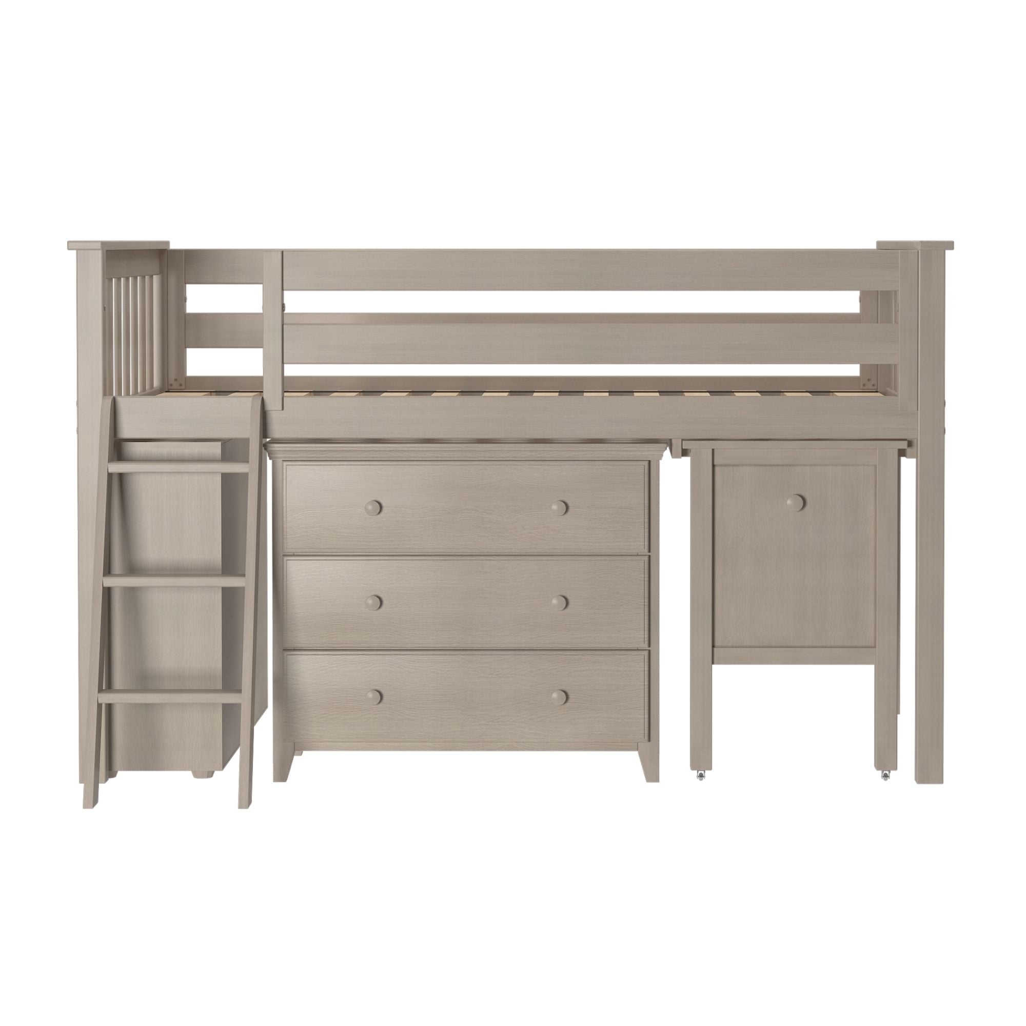 Jackpot Deluxe Windsor 2 Twin-Size Storage Loft Bed with Dresser, Bookcase and Desk