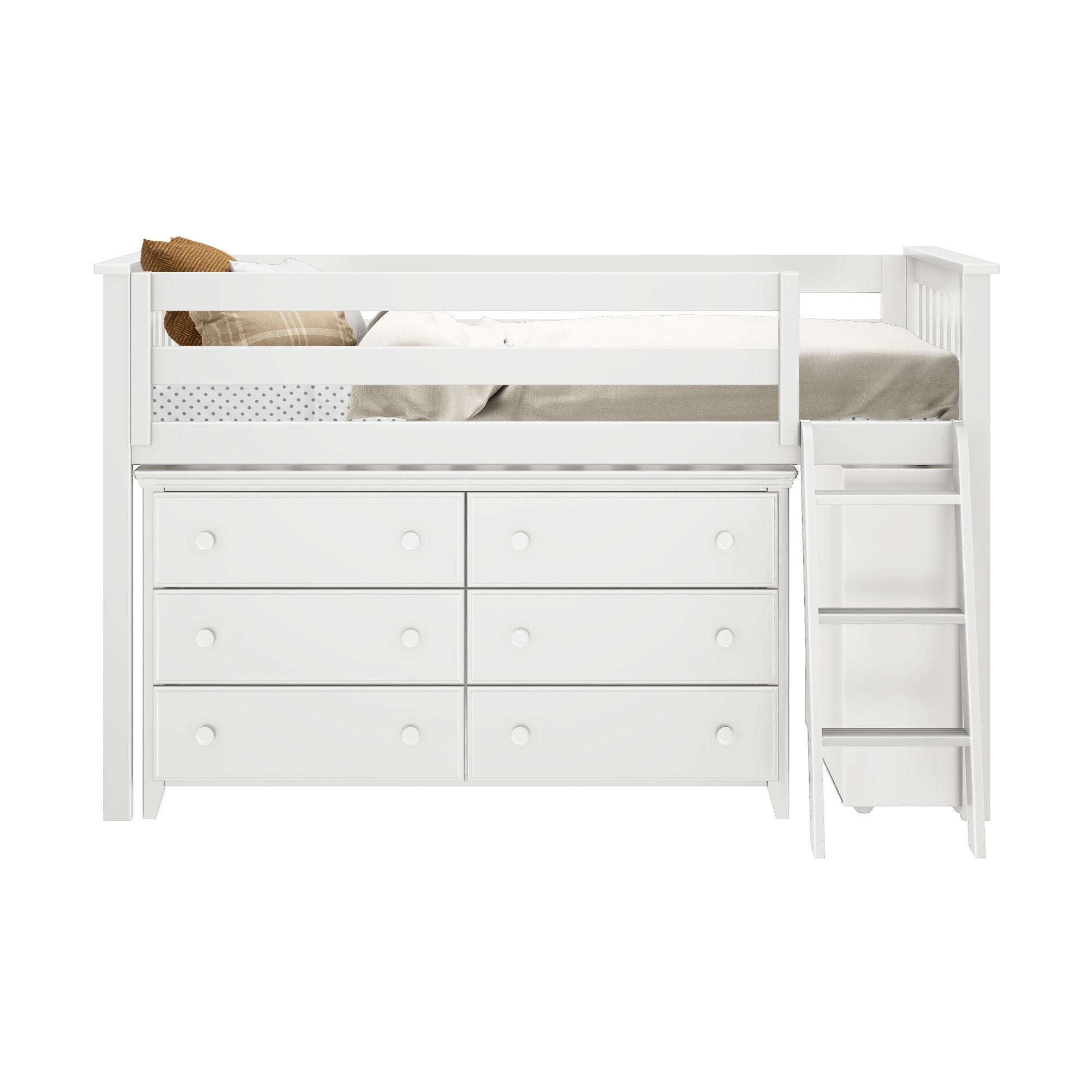 Jackpot Deluxe Windsor Twin-Size Storage Loft Bed with Dresser and Bookcase