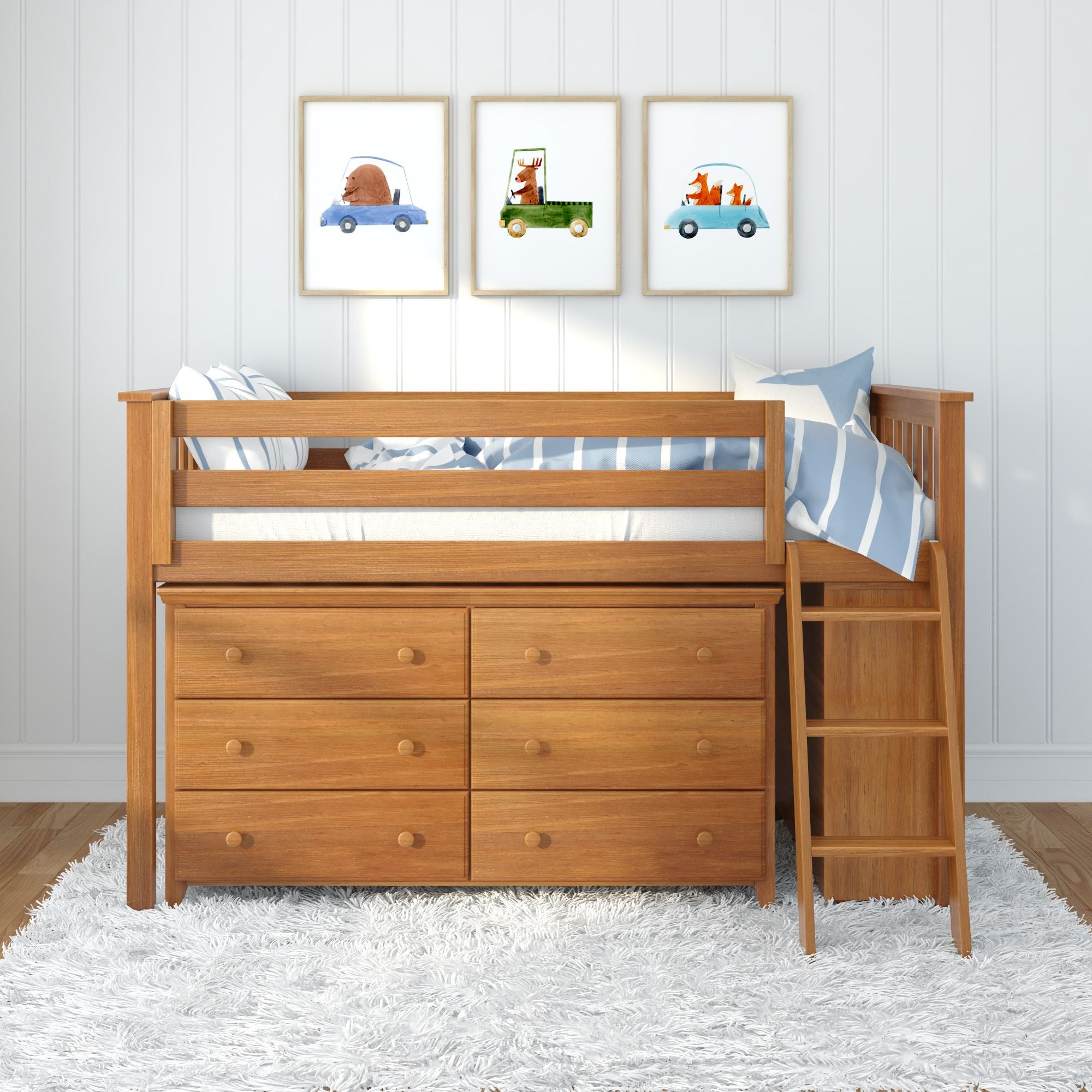 Jackpot Deluxe Windsor Twin-Size Storage Loft Bed with Dresser and Bookcase