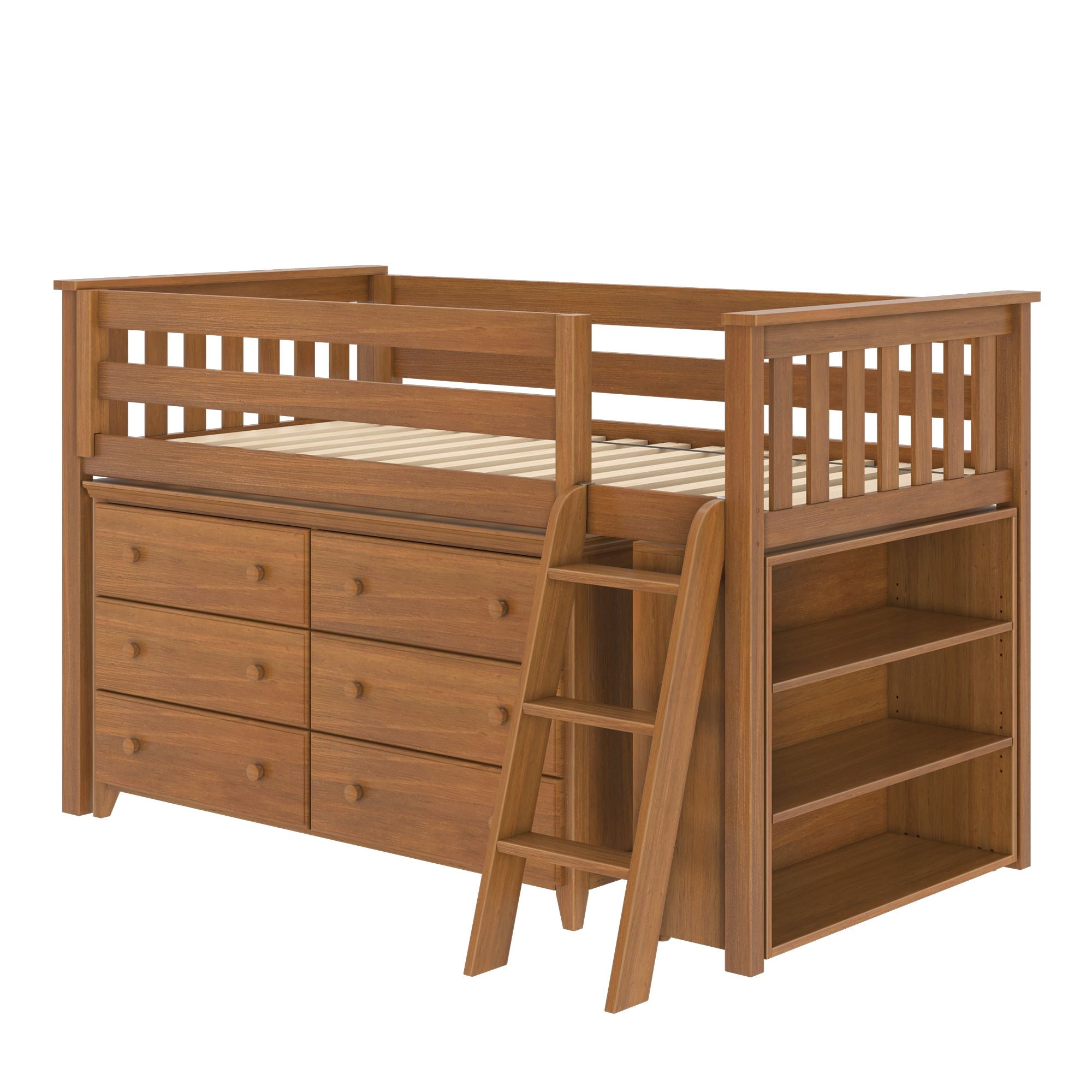 Jackpot Deluxe Windsor Twin-Size Storage Loft Bed with Dresser and Bookcase