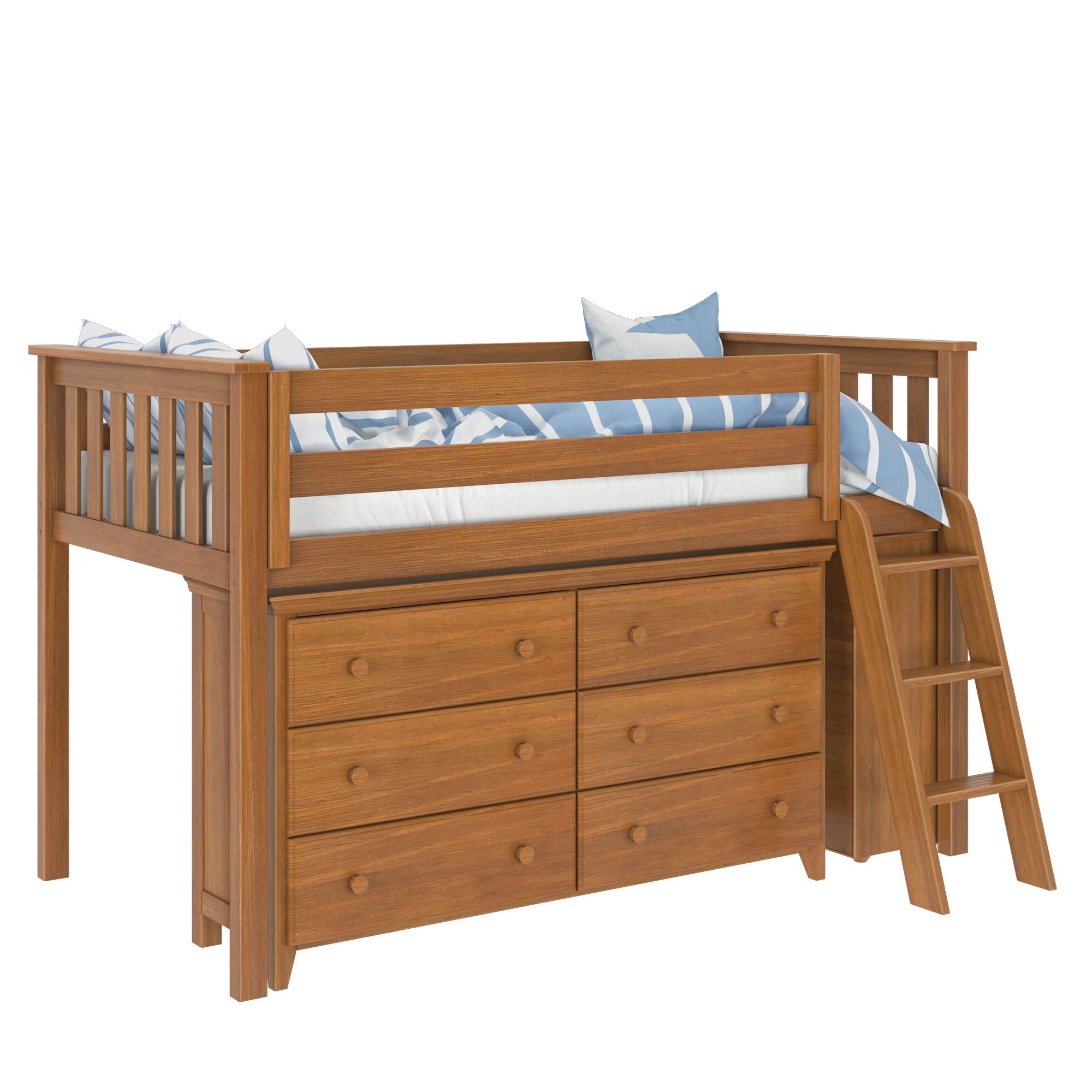 Jackpot Deluxe Windsor Twin-Size Storage Loft Bed with Dresser and Bookcase
