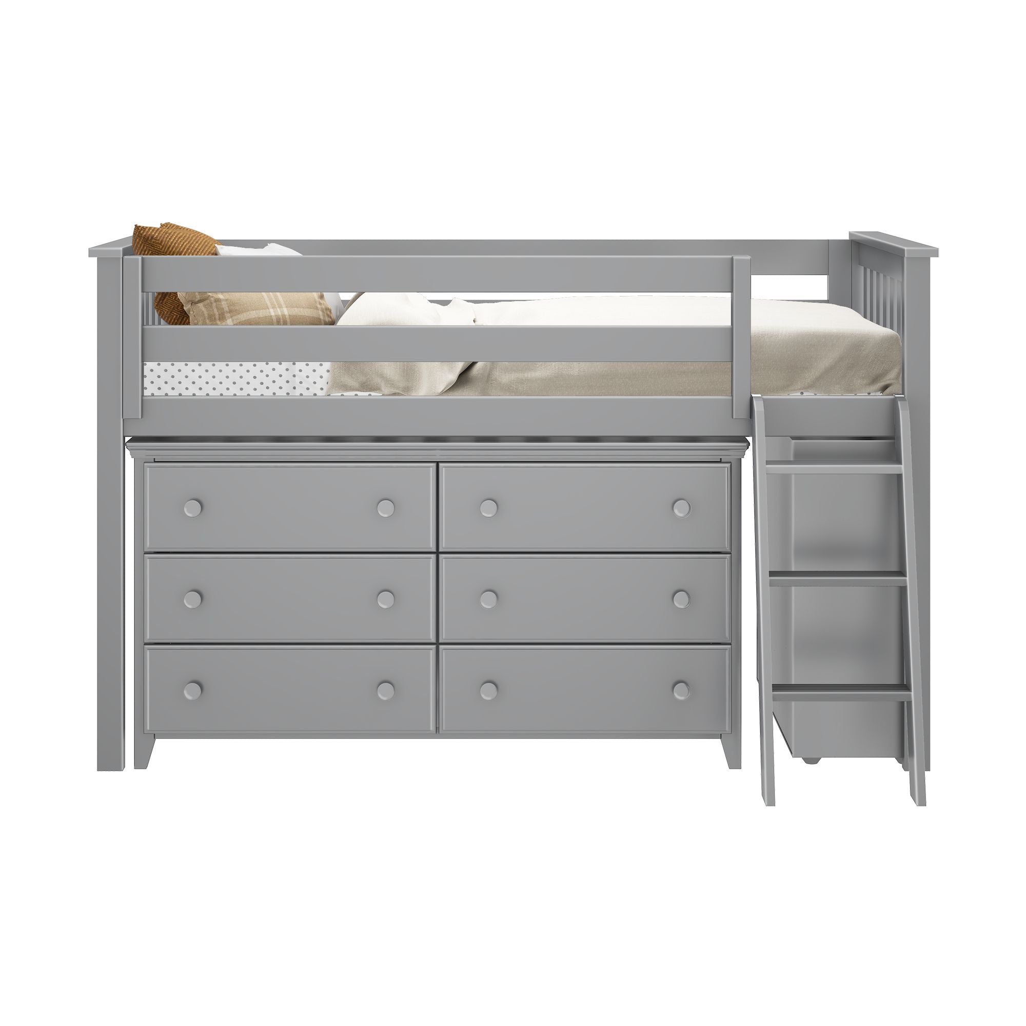 Jackpot Deluxe Windsor Twin-Size Storage Loft Bed with Dresser and Bookcase