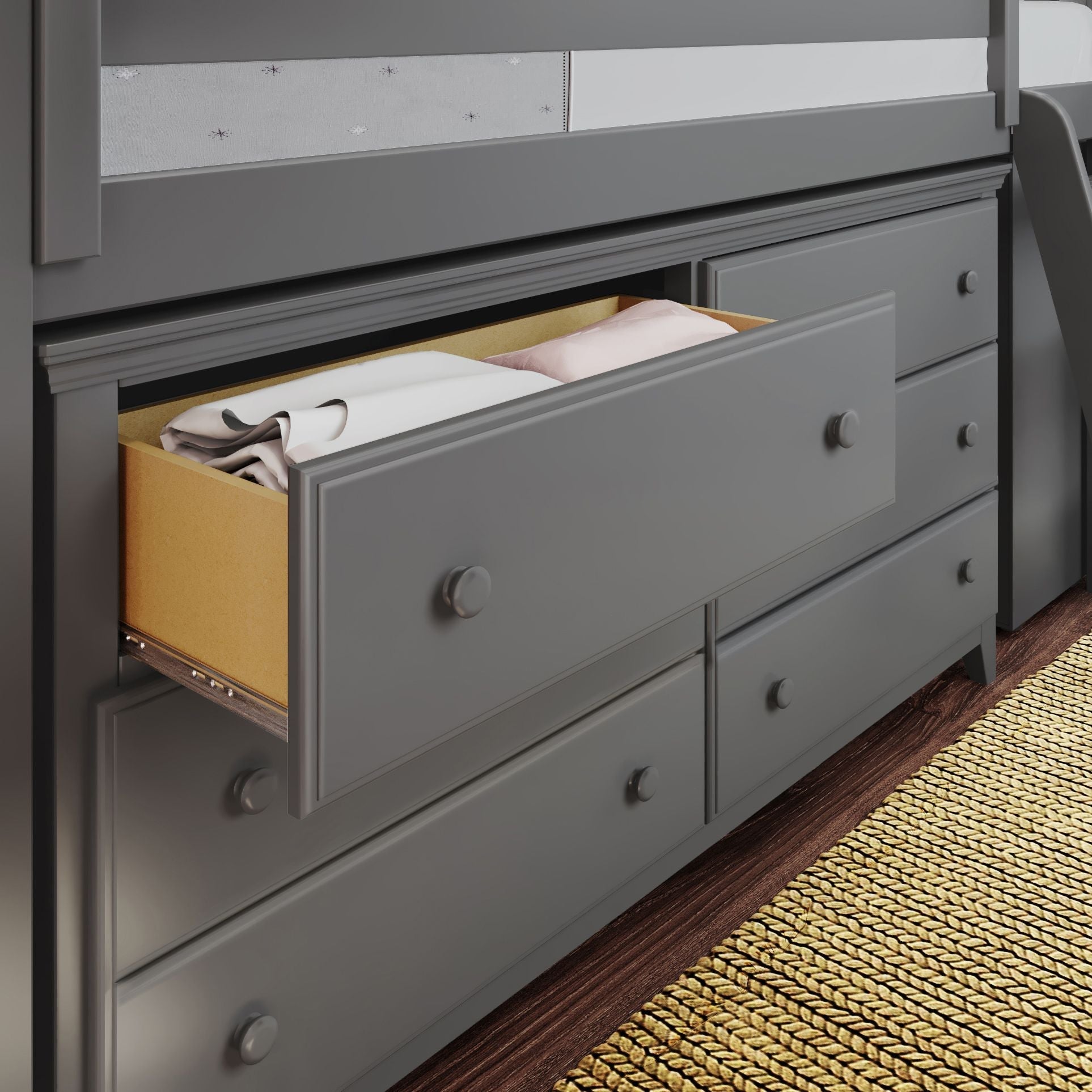 Jackpot Deluxe Windsor Twin-Size Storage Loft Bed with Dresser and Bookcase