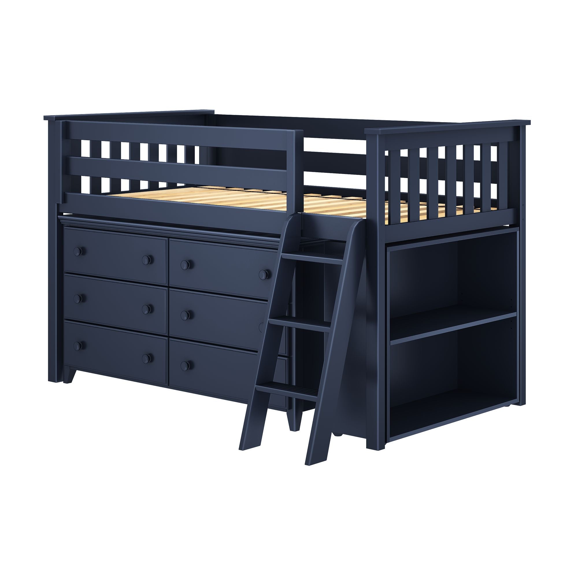 Jackpot Deluxe Windsor Twin-Size Storage Loft Bed with Dresser and Bookcase