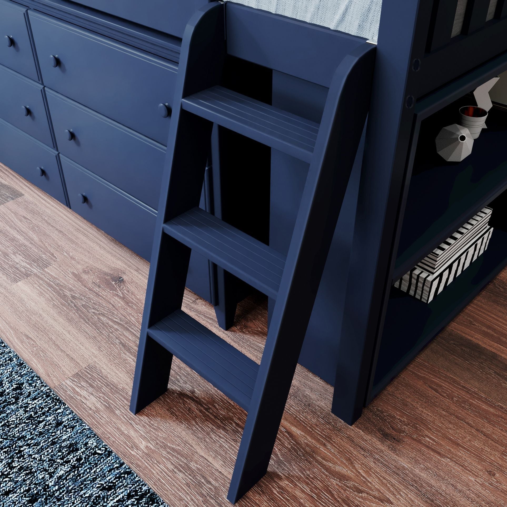 Jackpot Deluxe Windsor Twin-Size Storage Loft Bed with Dresser and Bookcase