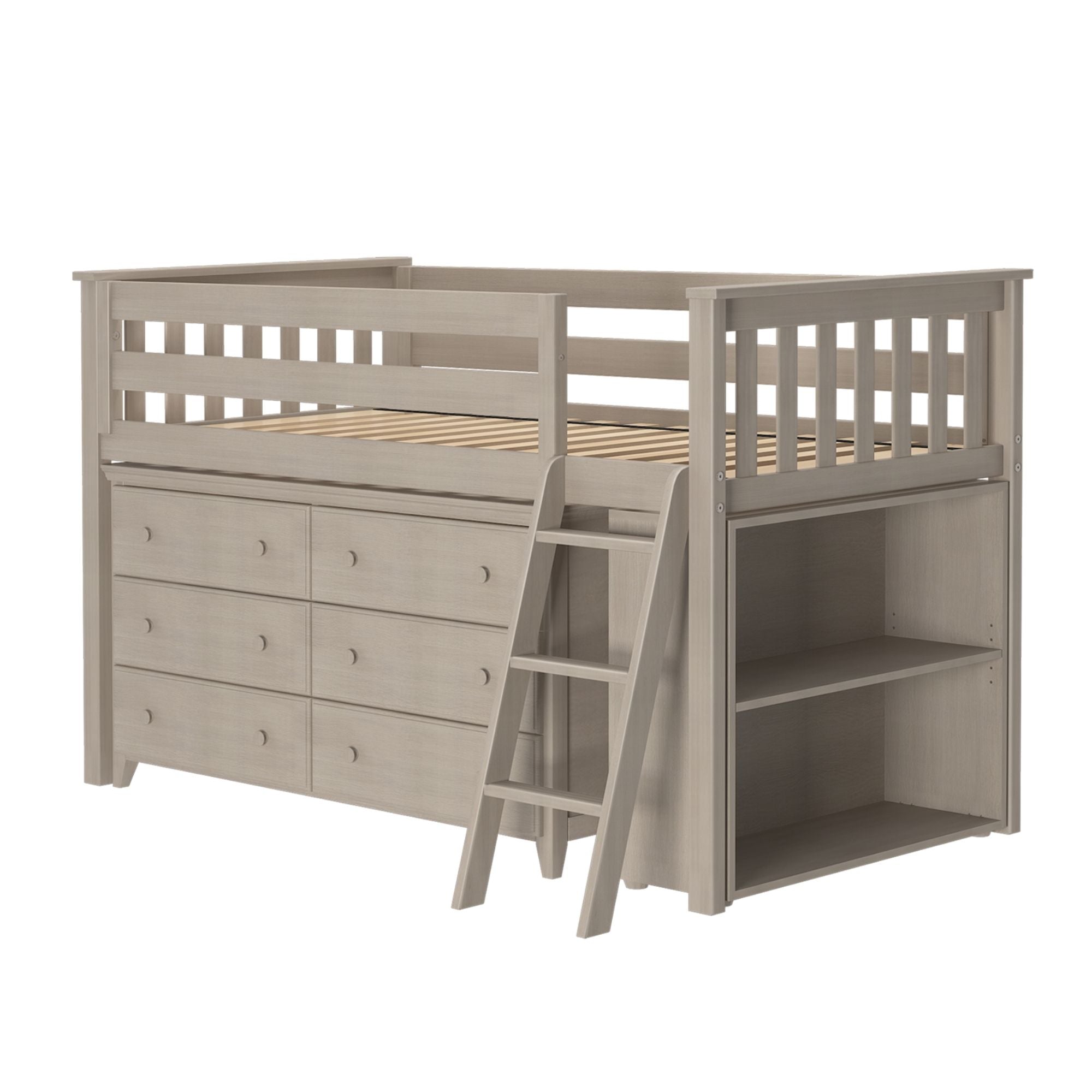 Jackpot Deluxe Windsor Twin-Size Storage Loft Bed with Dresser and Bookcase