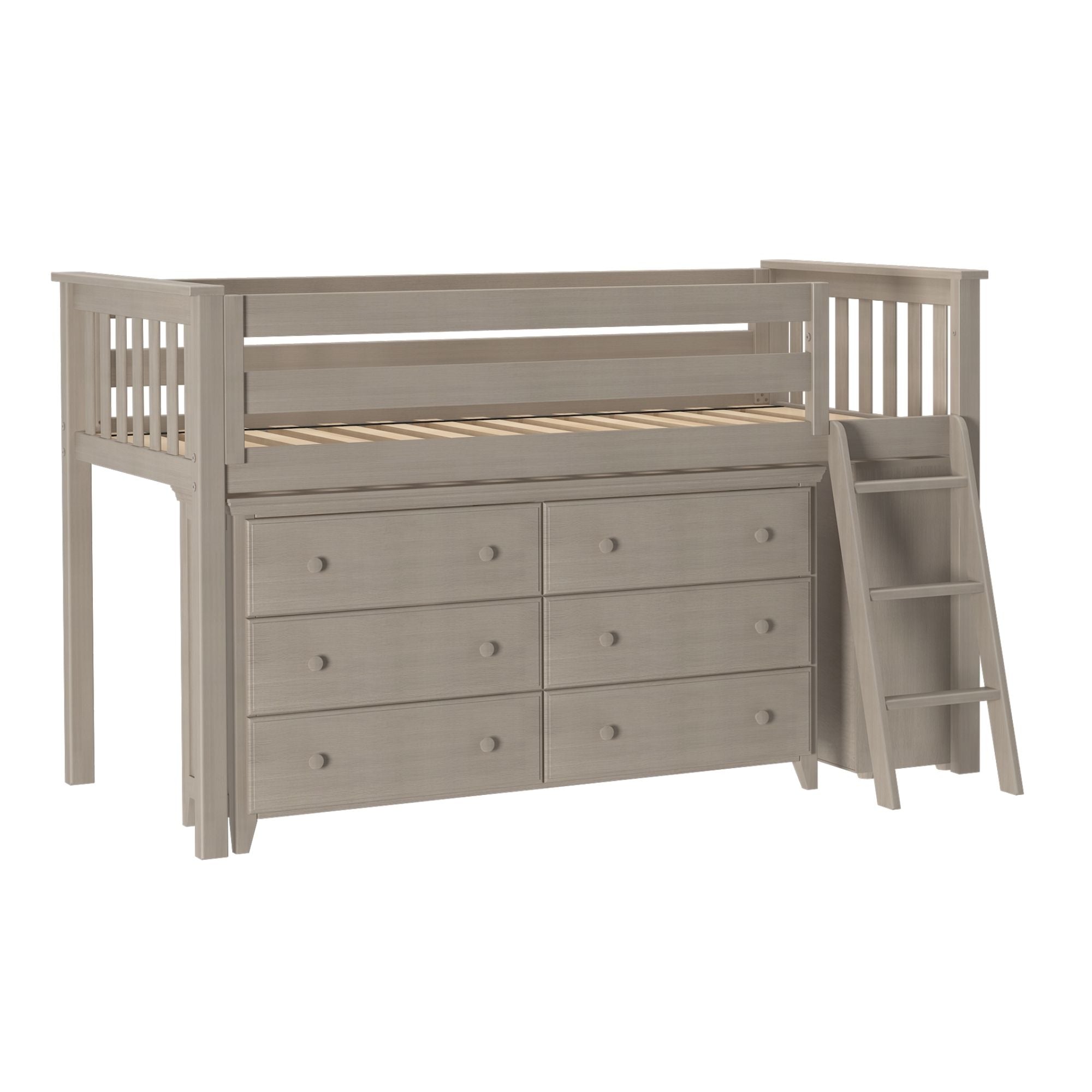Jackpot Deluxe Windsor Twin-Size Storage Loft Bed with Dresser and Bookcase