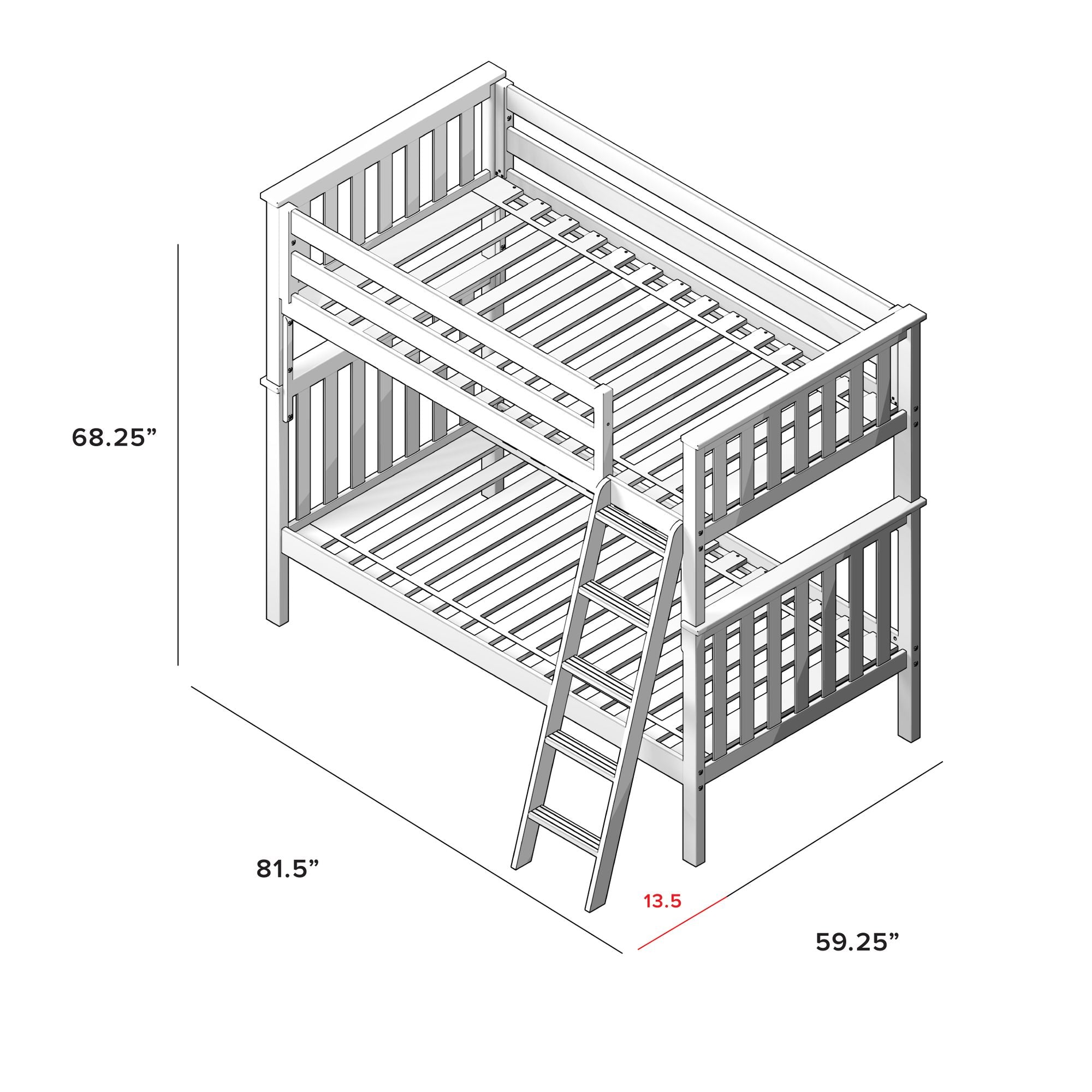 Jackpot Deluxe Bristol 1 Twin over Twin Bunk with Angle Ladder