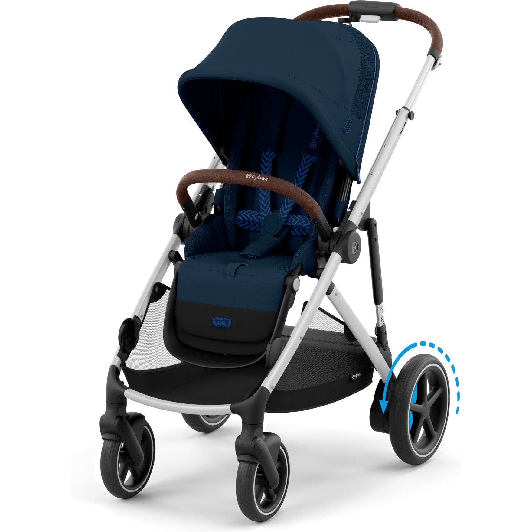 cybex e-gazelle Cybex e-Gazelle S Electronic Assist Stroller, Silver Frame/Ocean Blue