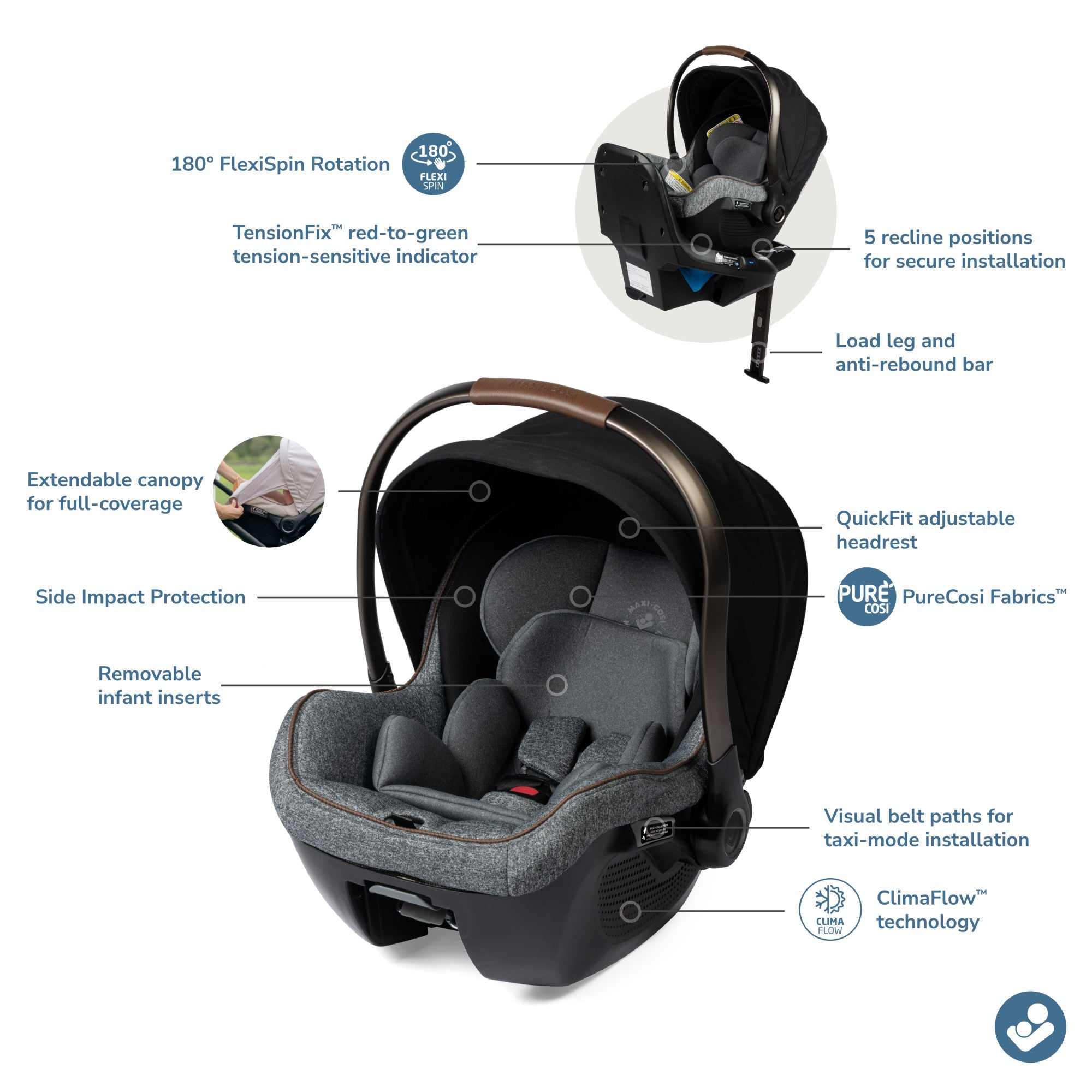 maxi cosi rotating car seat Maxi-Cosi Peri 180 Rotating Infant Car Seat, Onyx Wonder