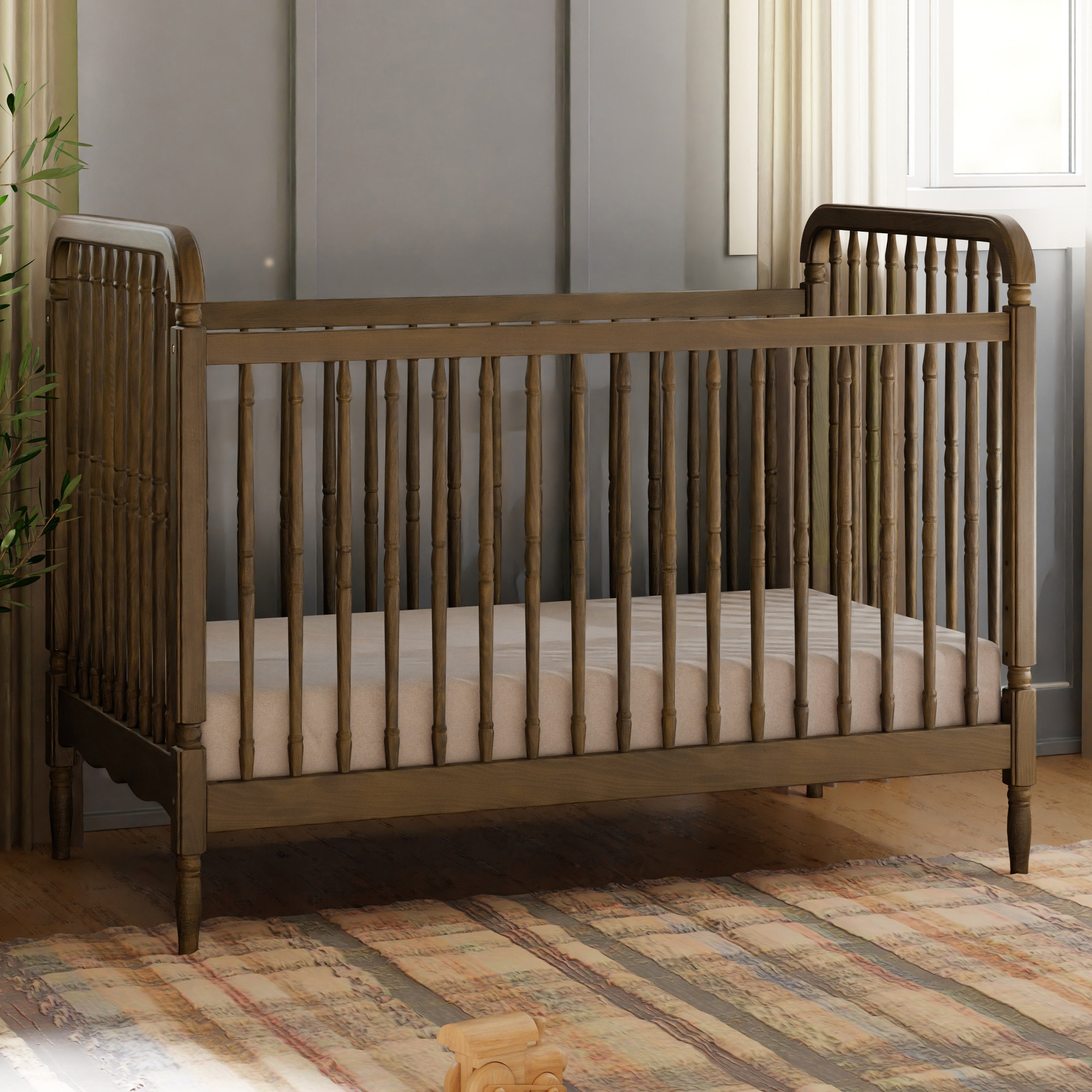 Namesake Liberty 3-in-1 Convertible Spindle Crib With Toddler Bed Conversion Kit