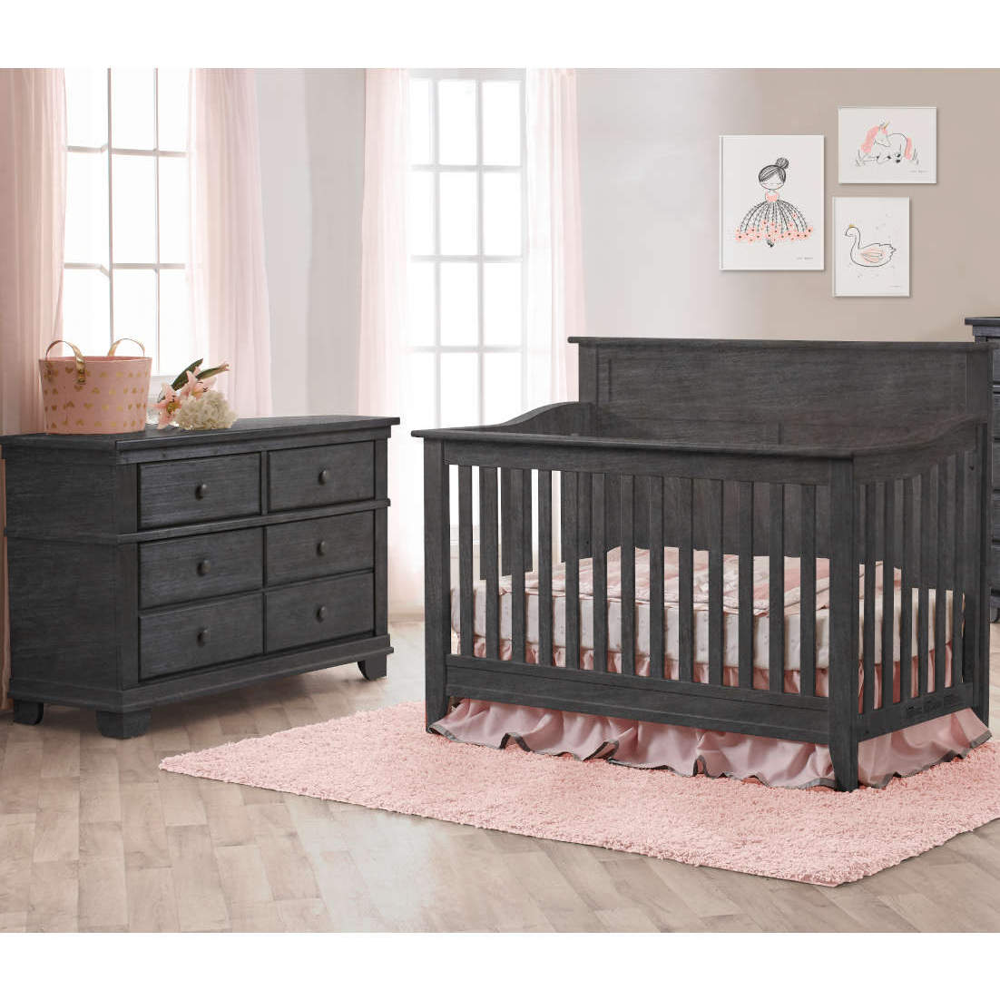 Pali Potenza Flat Top Crib + Double Dresser Set