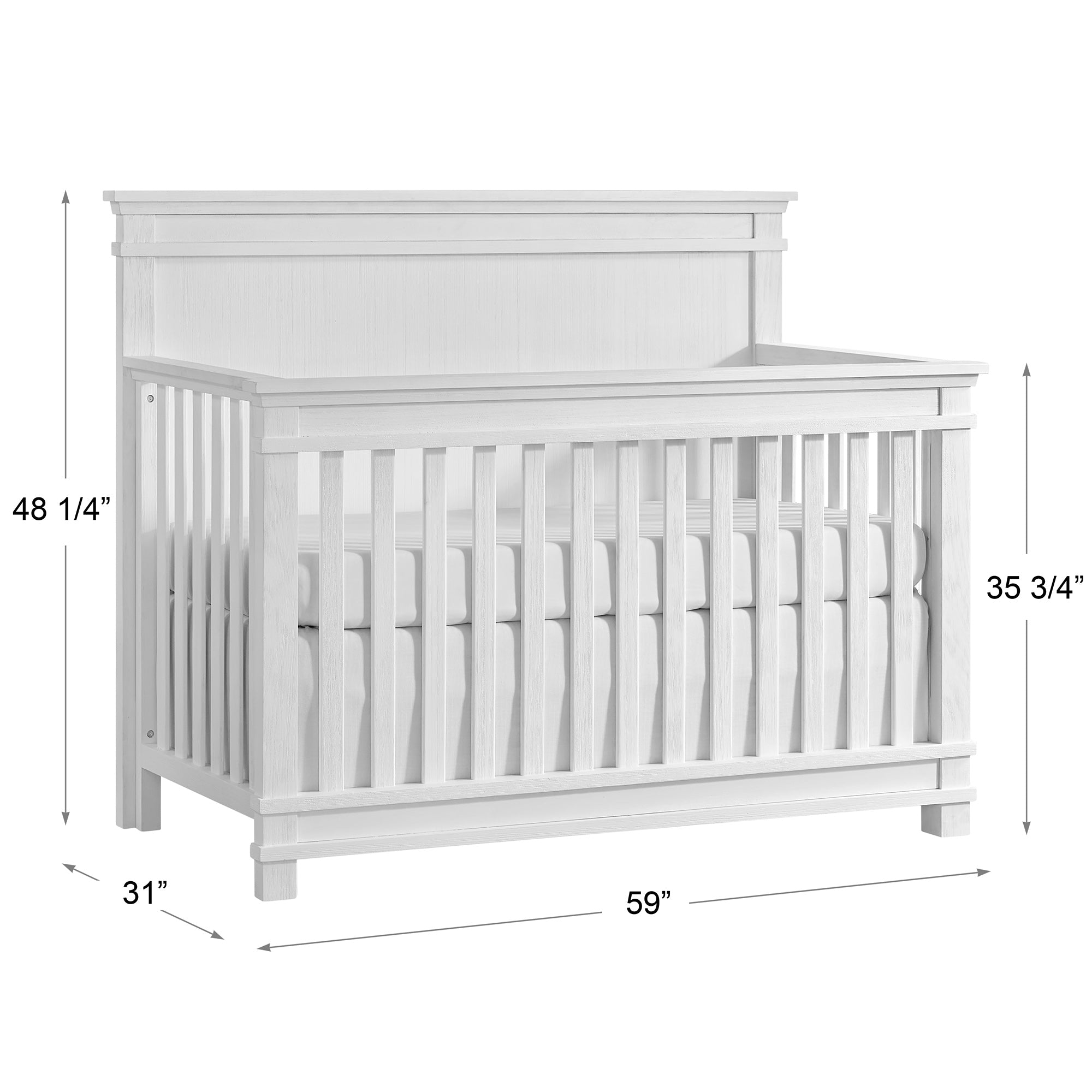 Stirling Weathered White Flat Top Crib