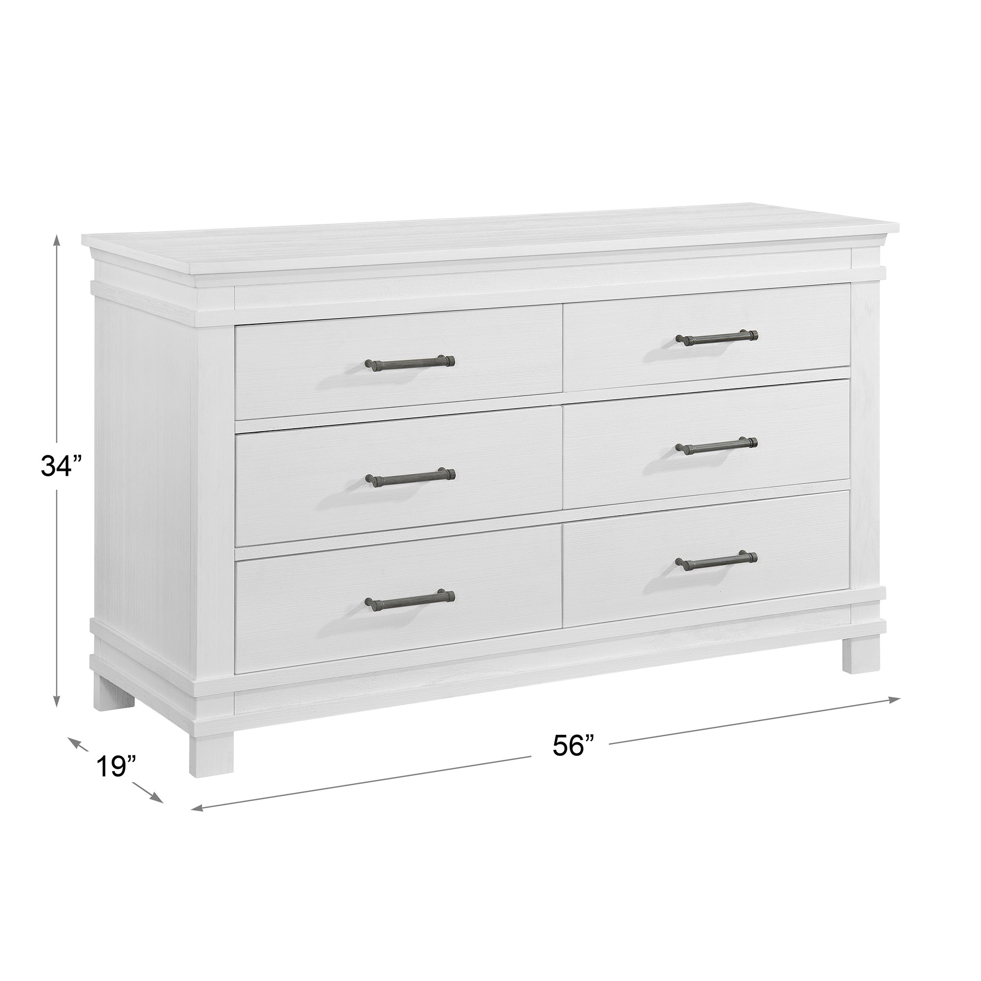 Stirling Weathered White 6-Drawer Dresser