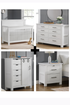 Windsor Weathered White Crib + Dresser + Chifferobe + Nightstand 4 Piece Set