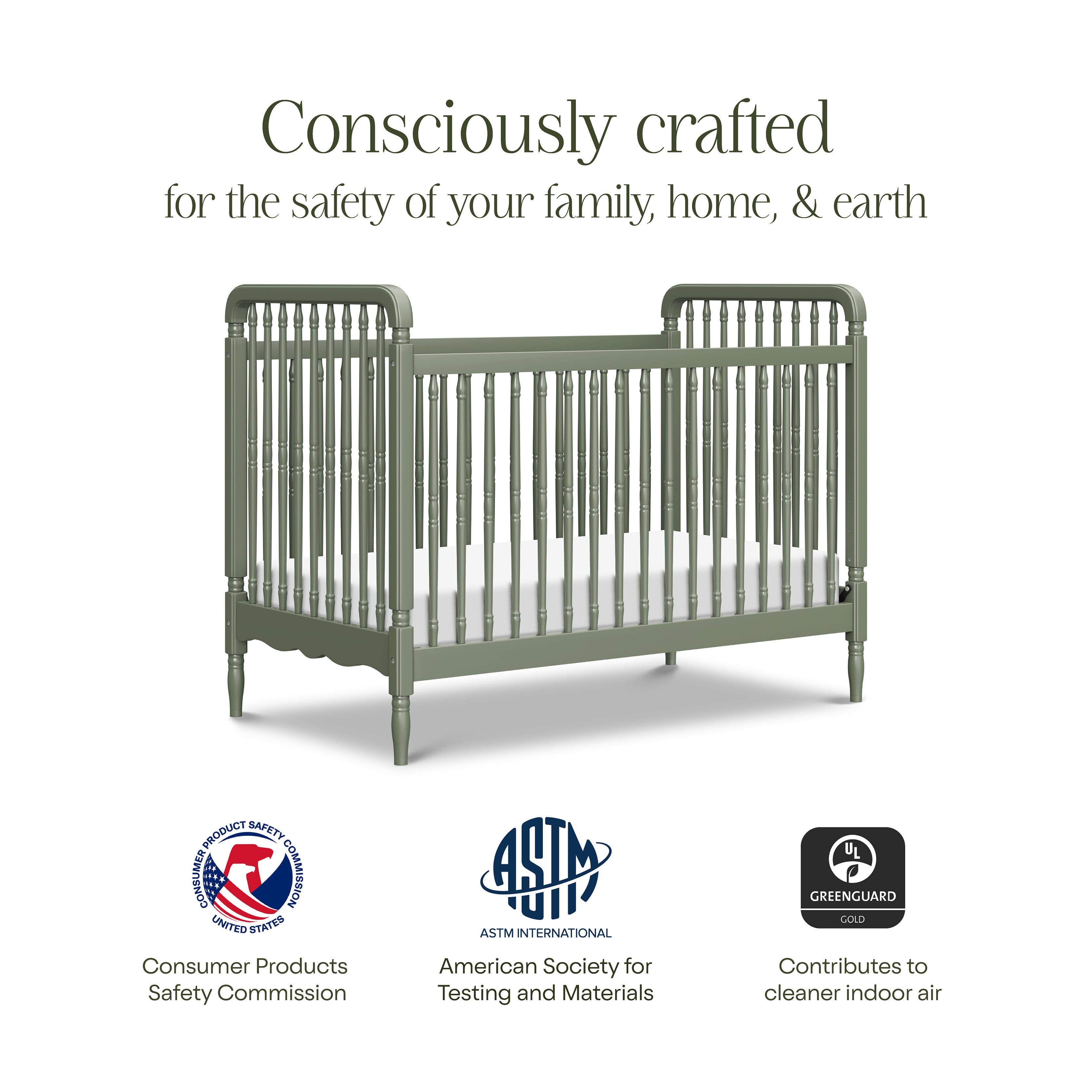 Namesake Liberty 3-in-1 Convertible Spindle Crib with Toddler Bed Conversion Kit