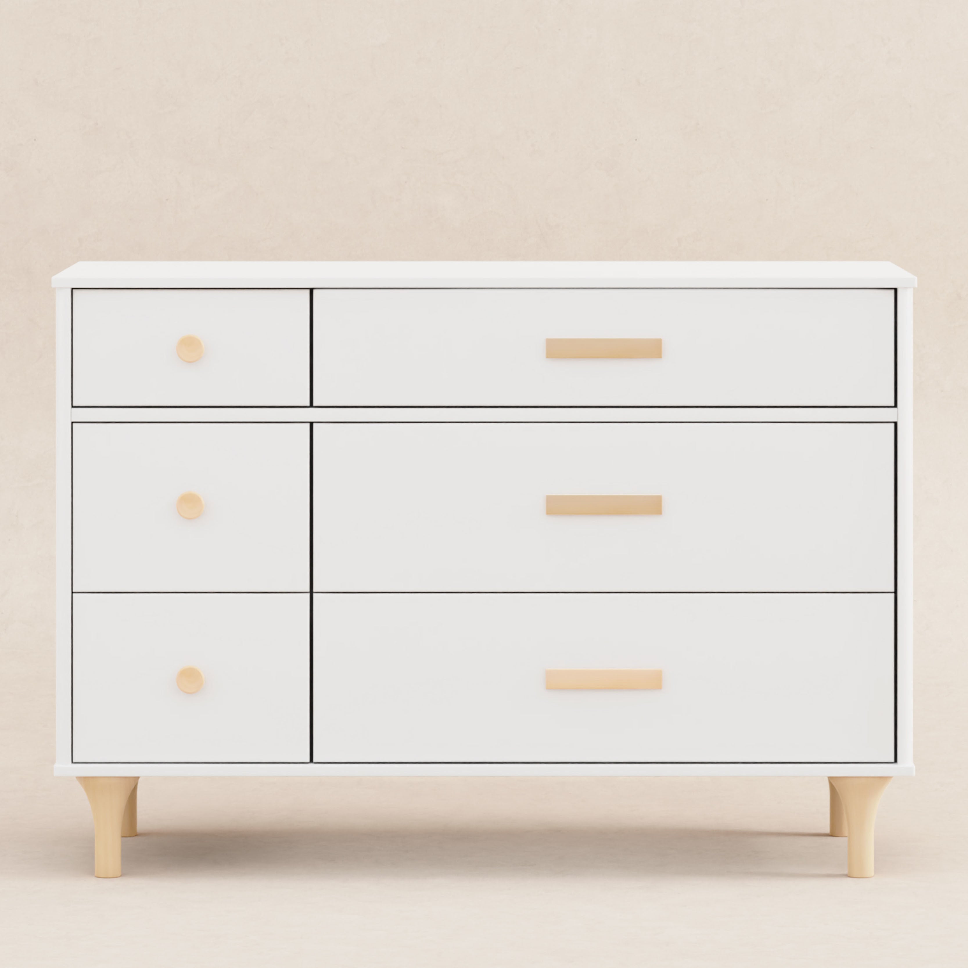 Babyletto - Lolly 6 Drawer Double Dresser White / Natural Babyletto - Lolly 6 Drawer Double Dresser White / Natural