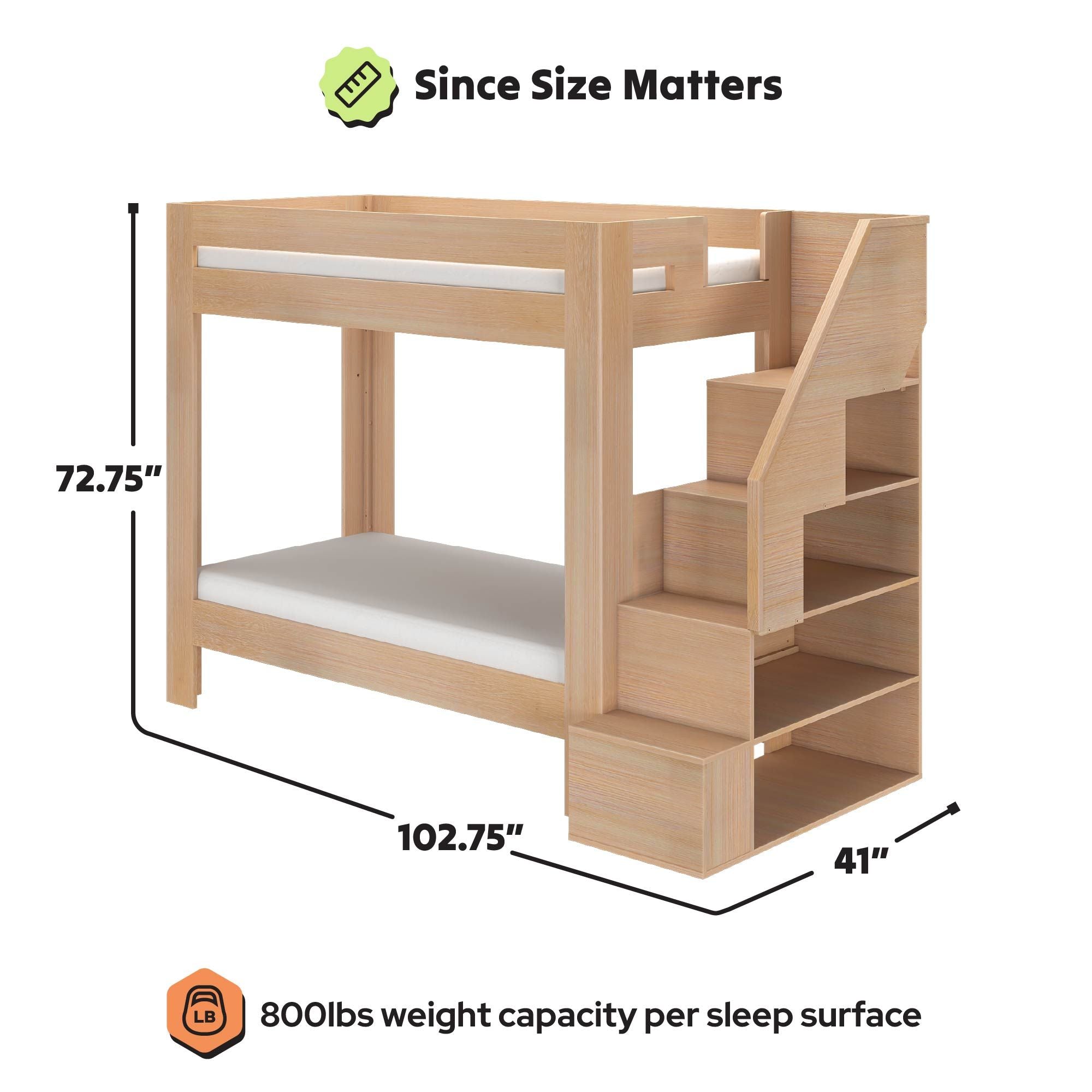 Maxwood Pacific Twin XL Bunk Bed with Stairs