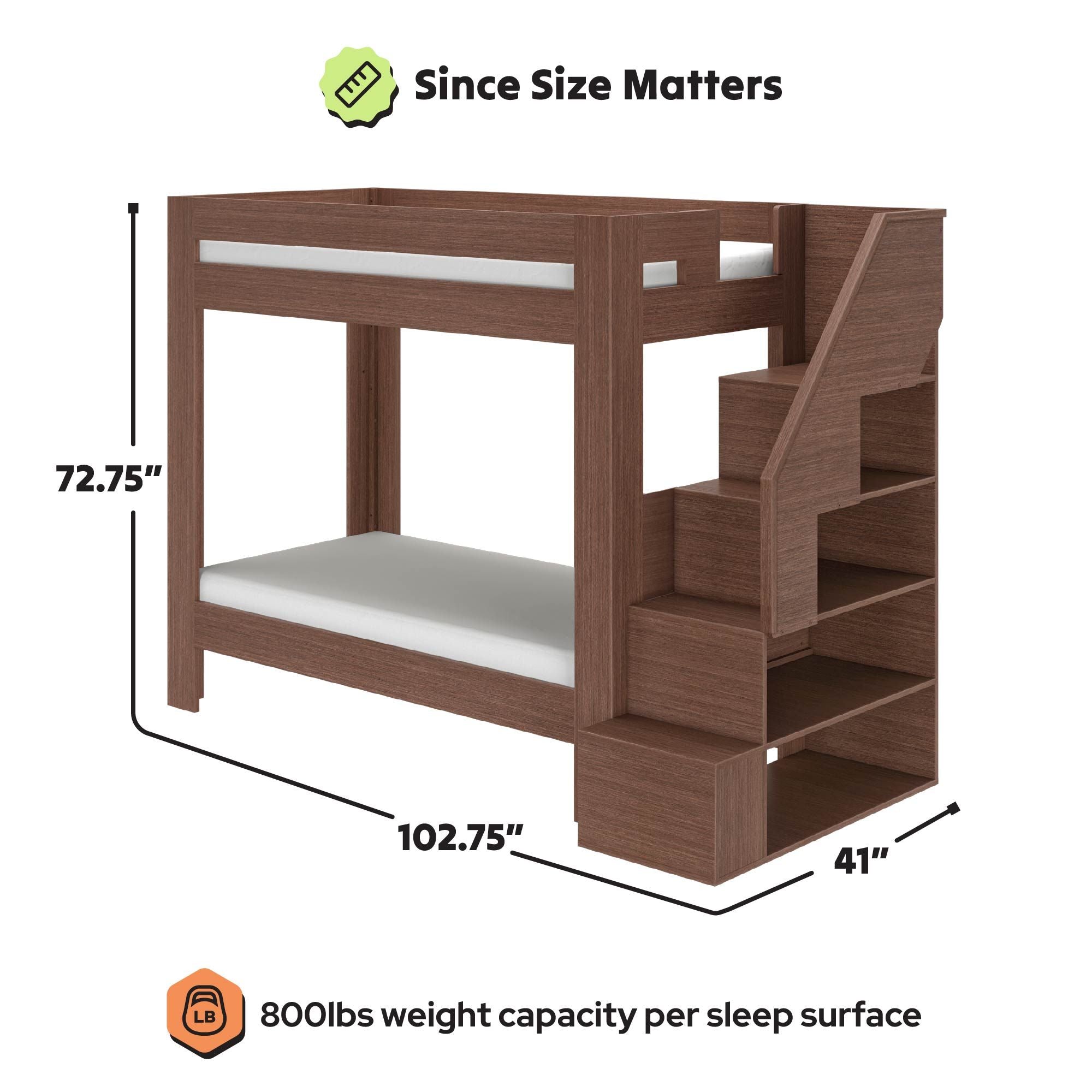 Maxwood Pacific Twin XL Bunk Bed with Stairs