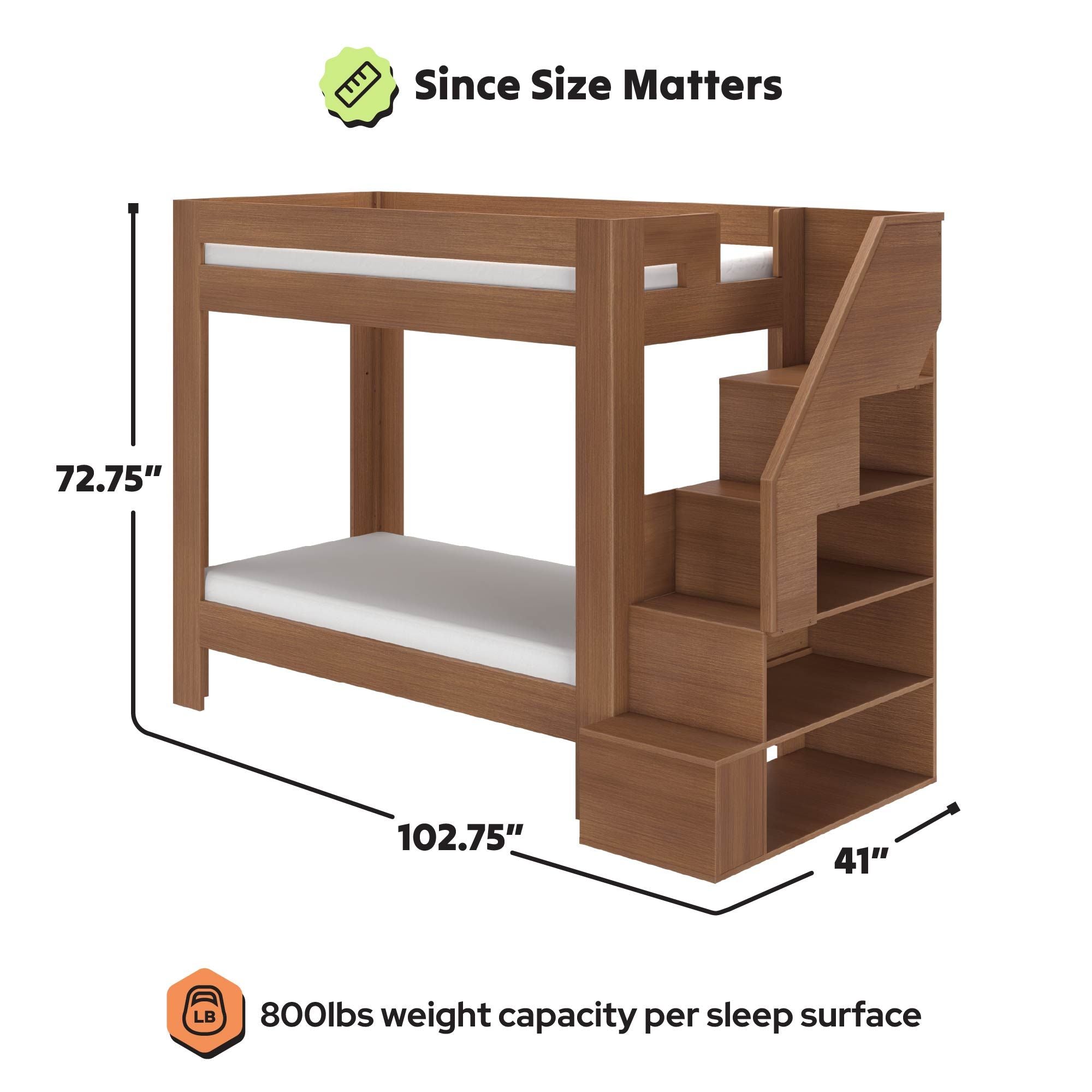 Maxwood Pacific Twin XL Bunk Bed with Stairs