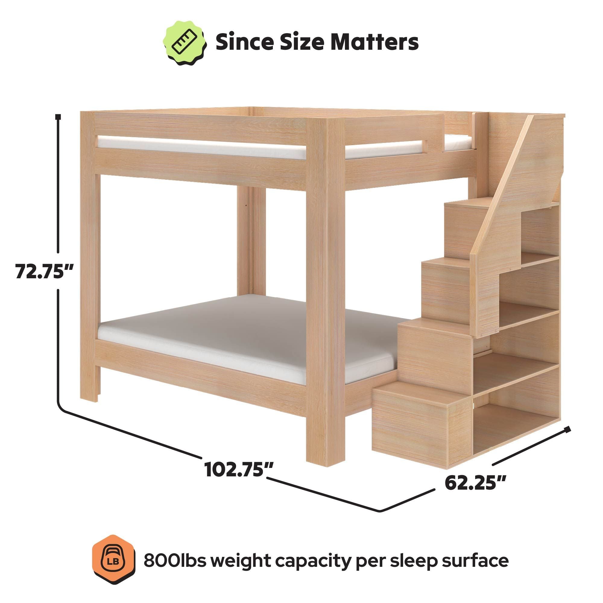 Maxwood Pacific Queen Bunk Bed with Stairs