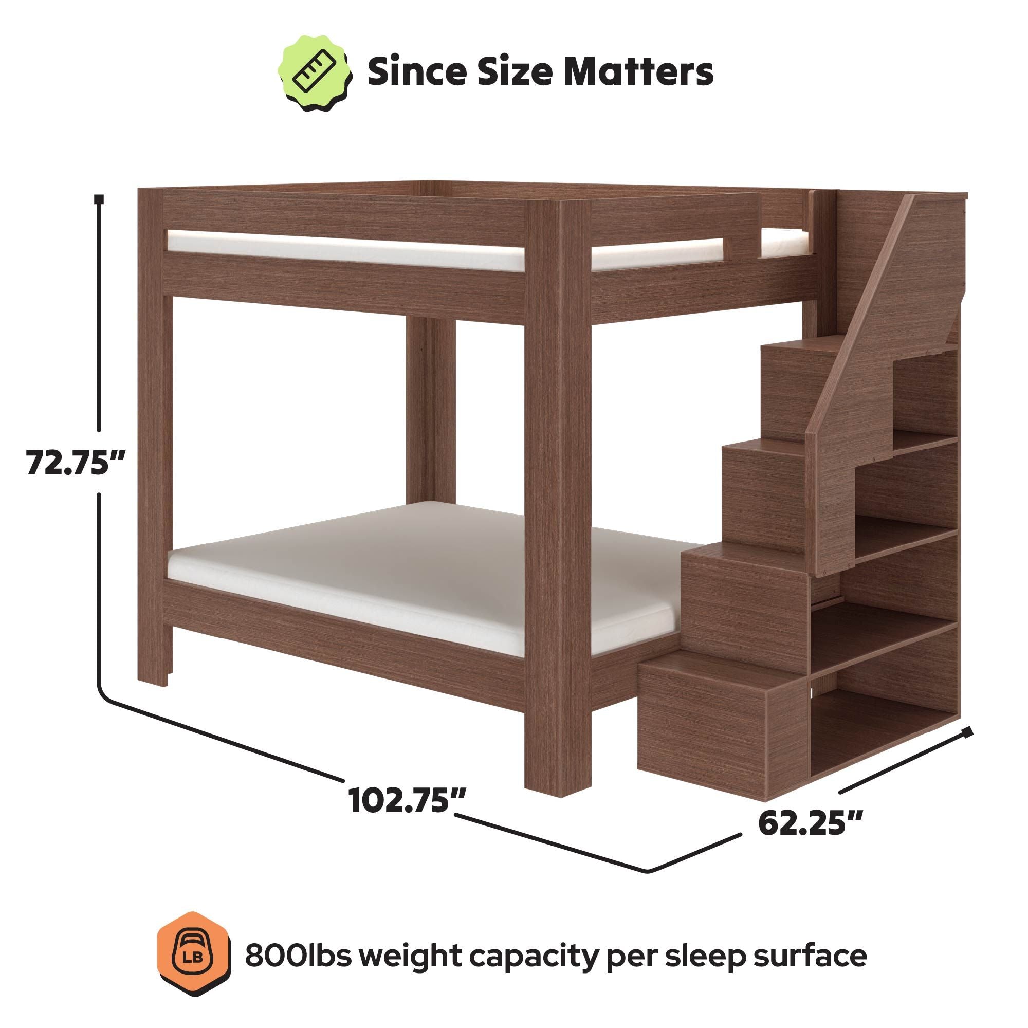 Maxwood Pacific Queen Bunk Bed with Stairs