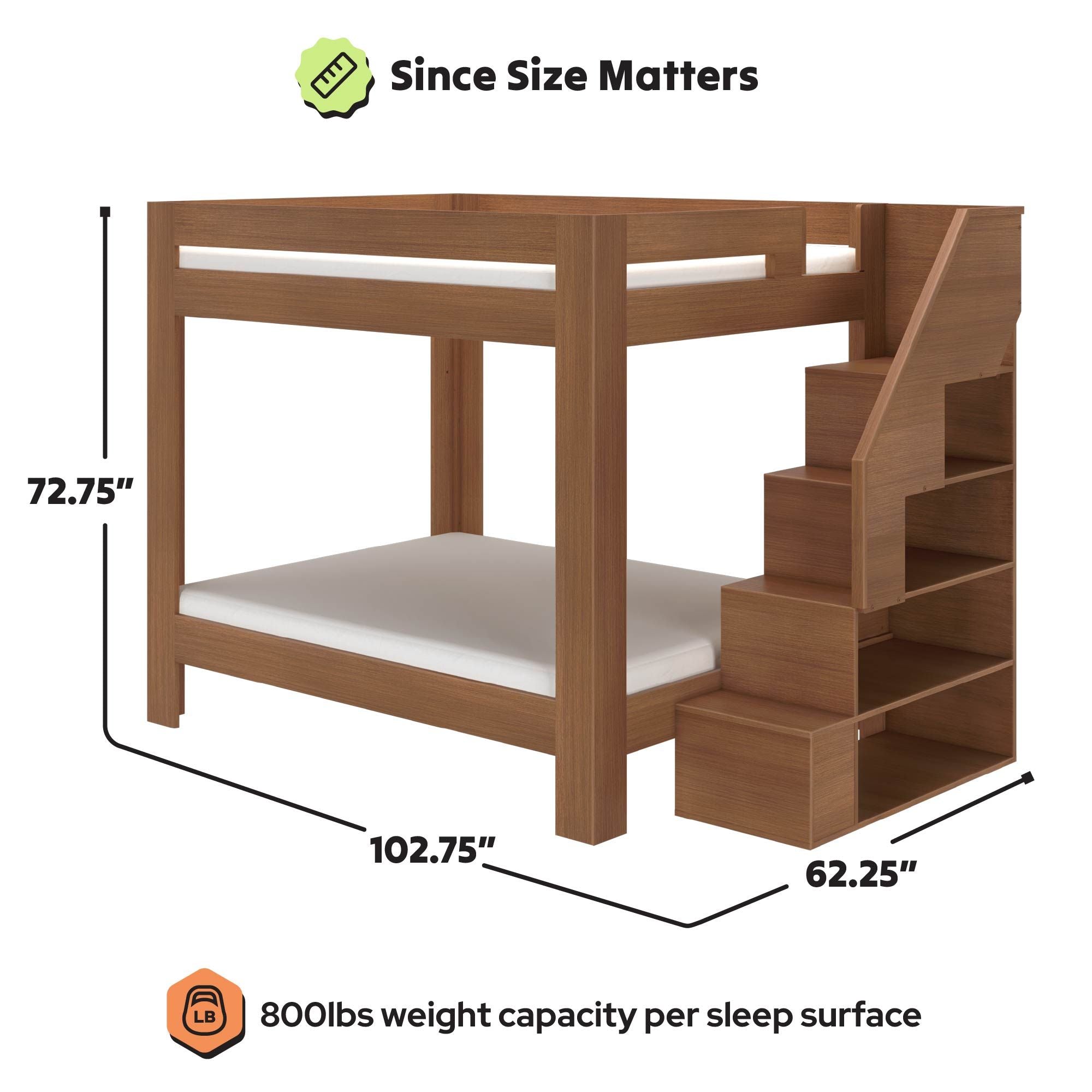 Maxwood Pacific Queen Bunk Bed with Stairs
