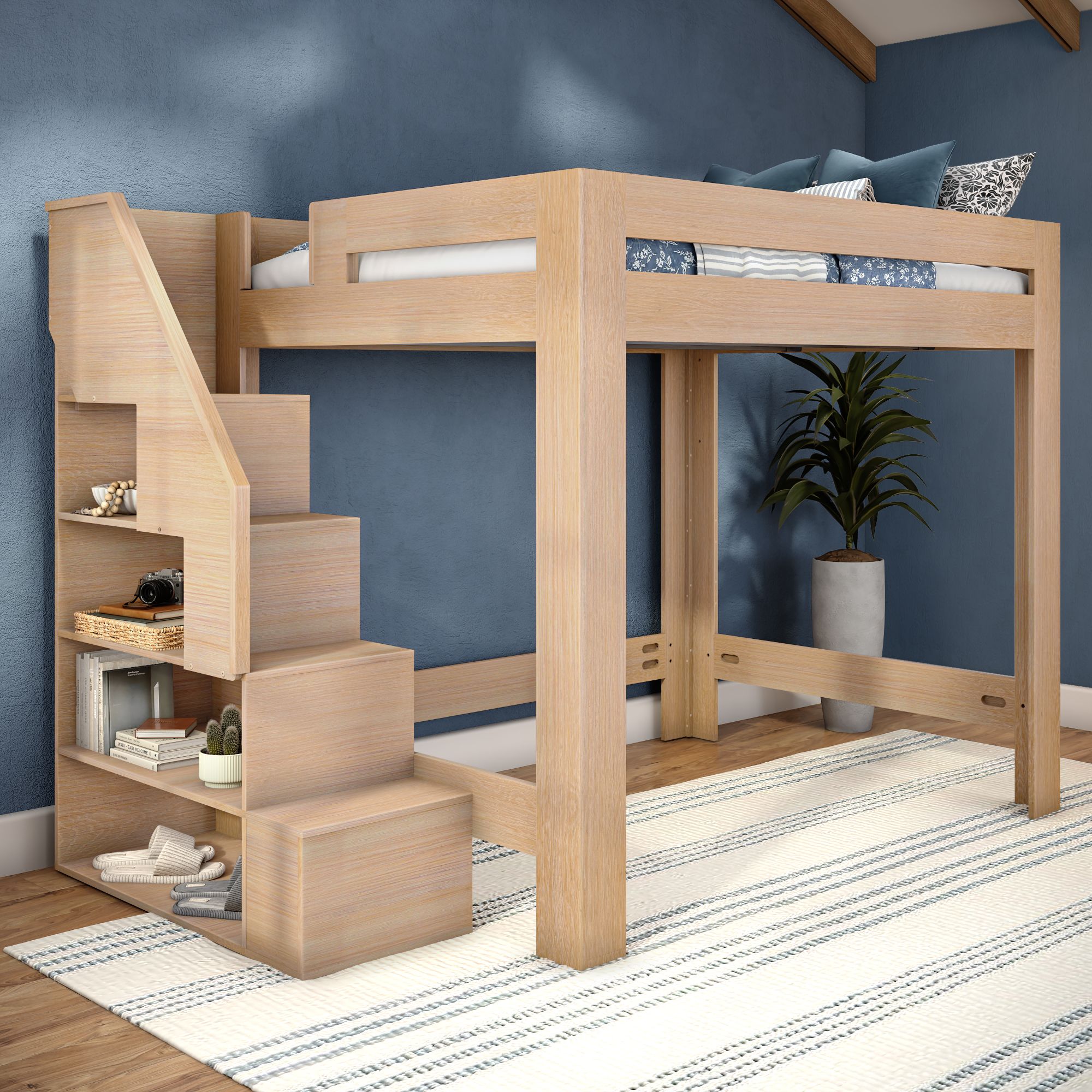 Maxwood Pacific Queen Loft Bed with Stairs