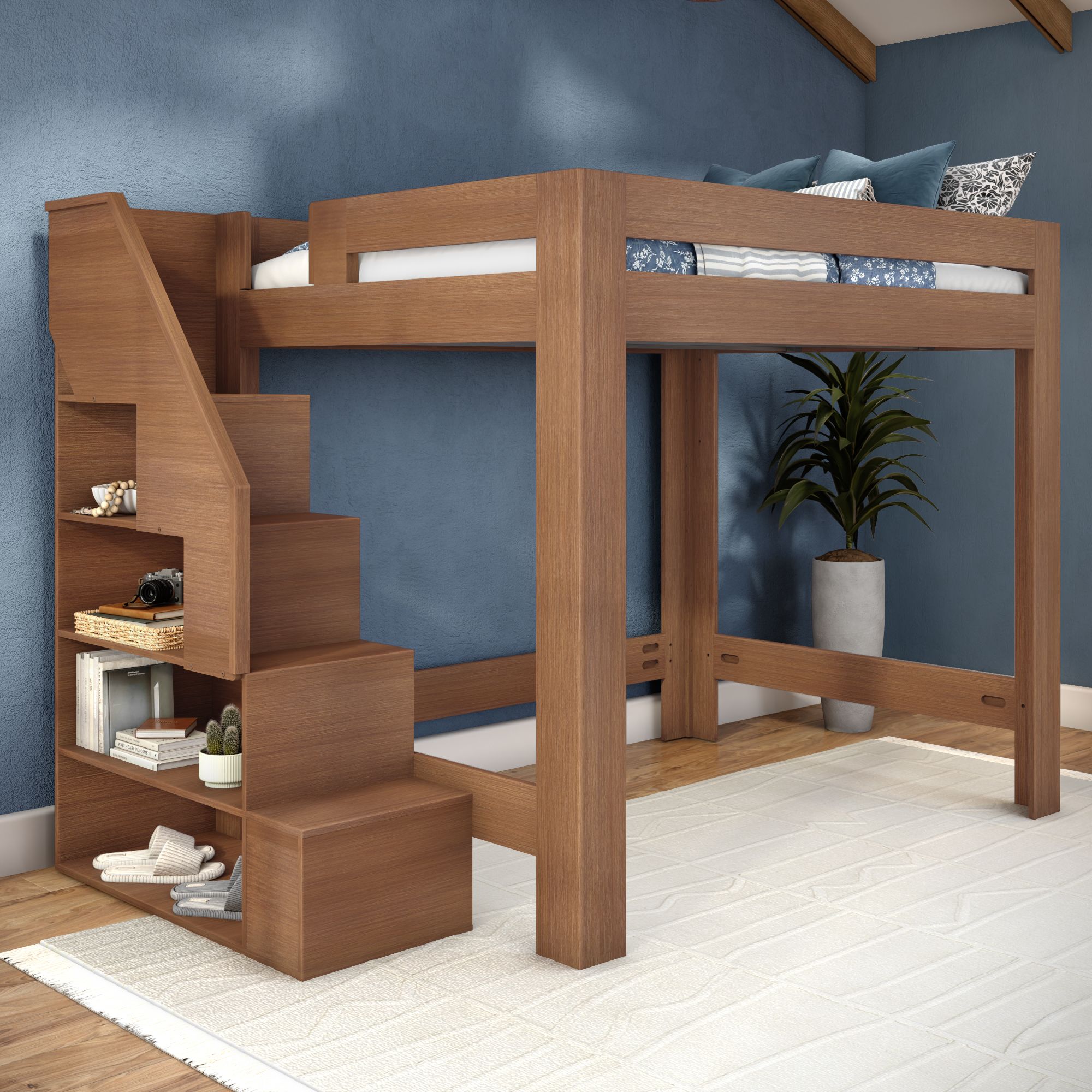 Maxwood Pacific Queen Loft Bed with Stairs