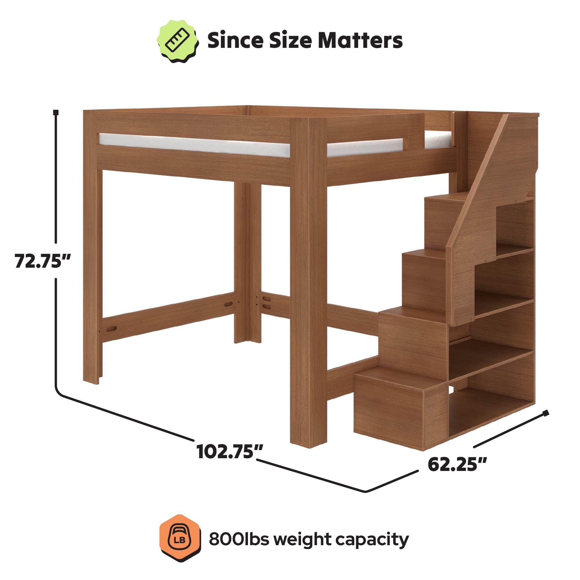 Maxwood Pacific Queen Loft Bed with Stairs