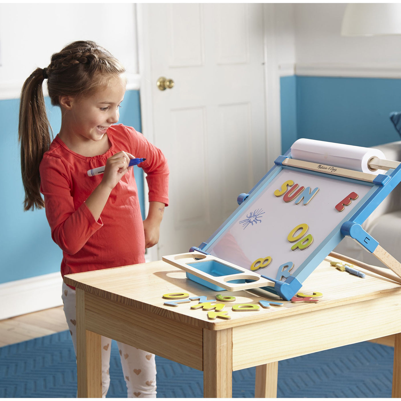B. Toys Table Top Easel for Kids Double Sided Chalk Wet Erase Board  Magnetic
