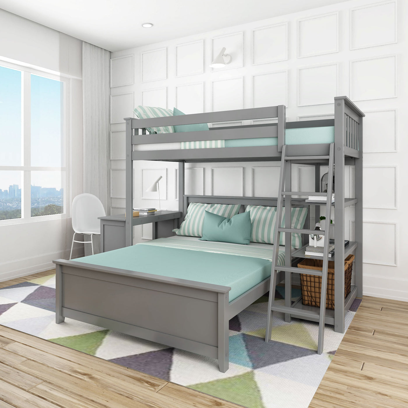 L shaped full size bunk clearance beds