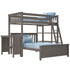 M3 Kid's L-Shaped Twin Over Full-Size Bunk Bed with Bookcase + Desk