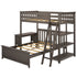 M3 Kid's L-Shaped Twin Over Full-Size Bunk Bed with Bookcase + Desk