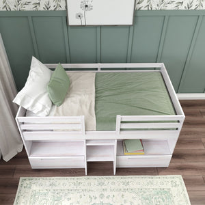 M3 Modern Farmhouse Twin-Size Low Loft with Two Drawers