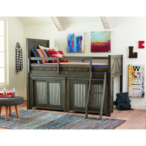 Legacy Classic Kids Bunkhouse Mid Loft Twin Bed with Single Dresser & Bookcase